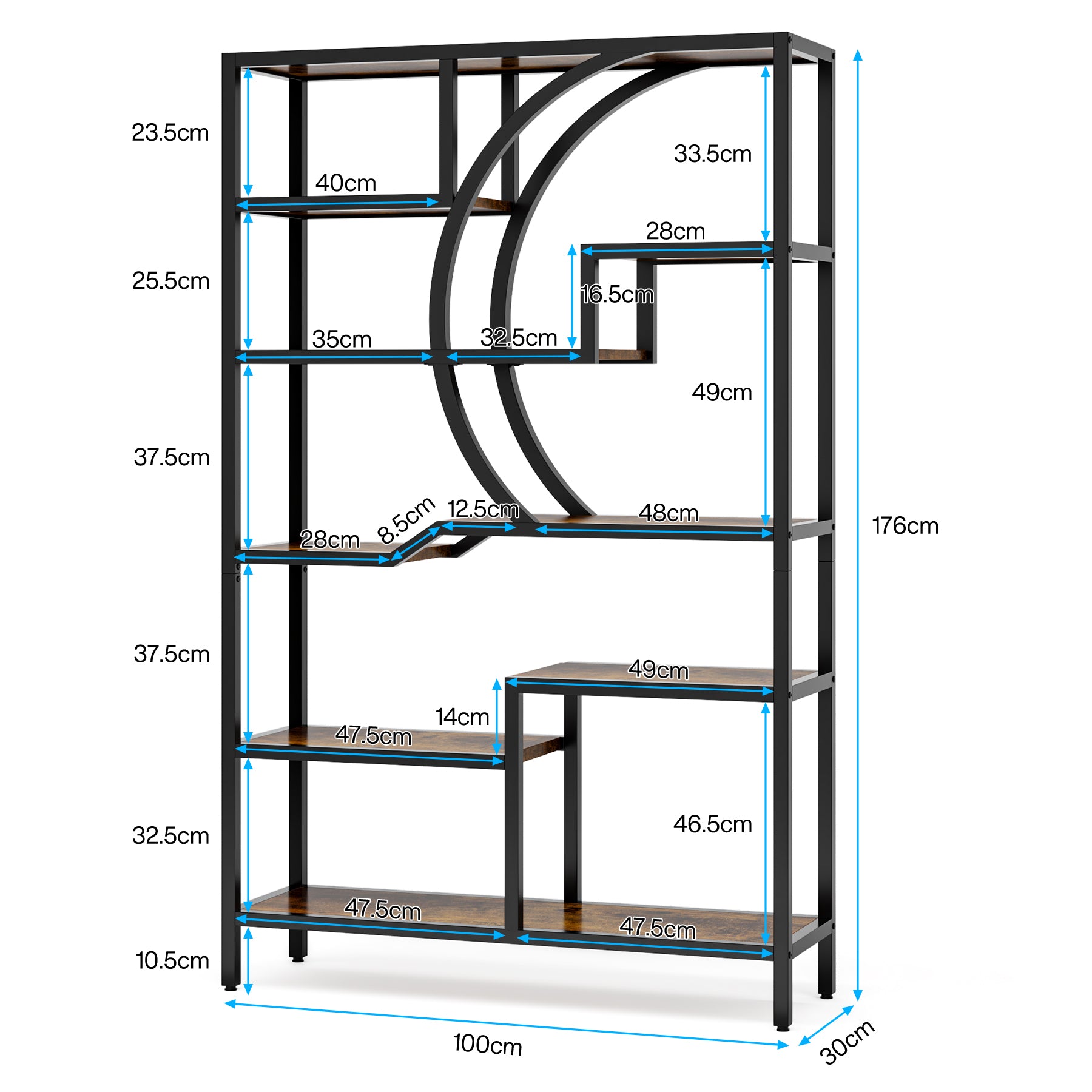 Tribesigns Scaffale Alta 175cm, Libreria Etagere Autoportanti a 6 Livelli con 9 Ripiani di stoccaggio Aperti