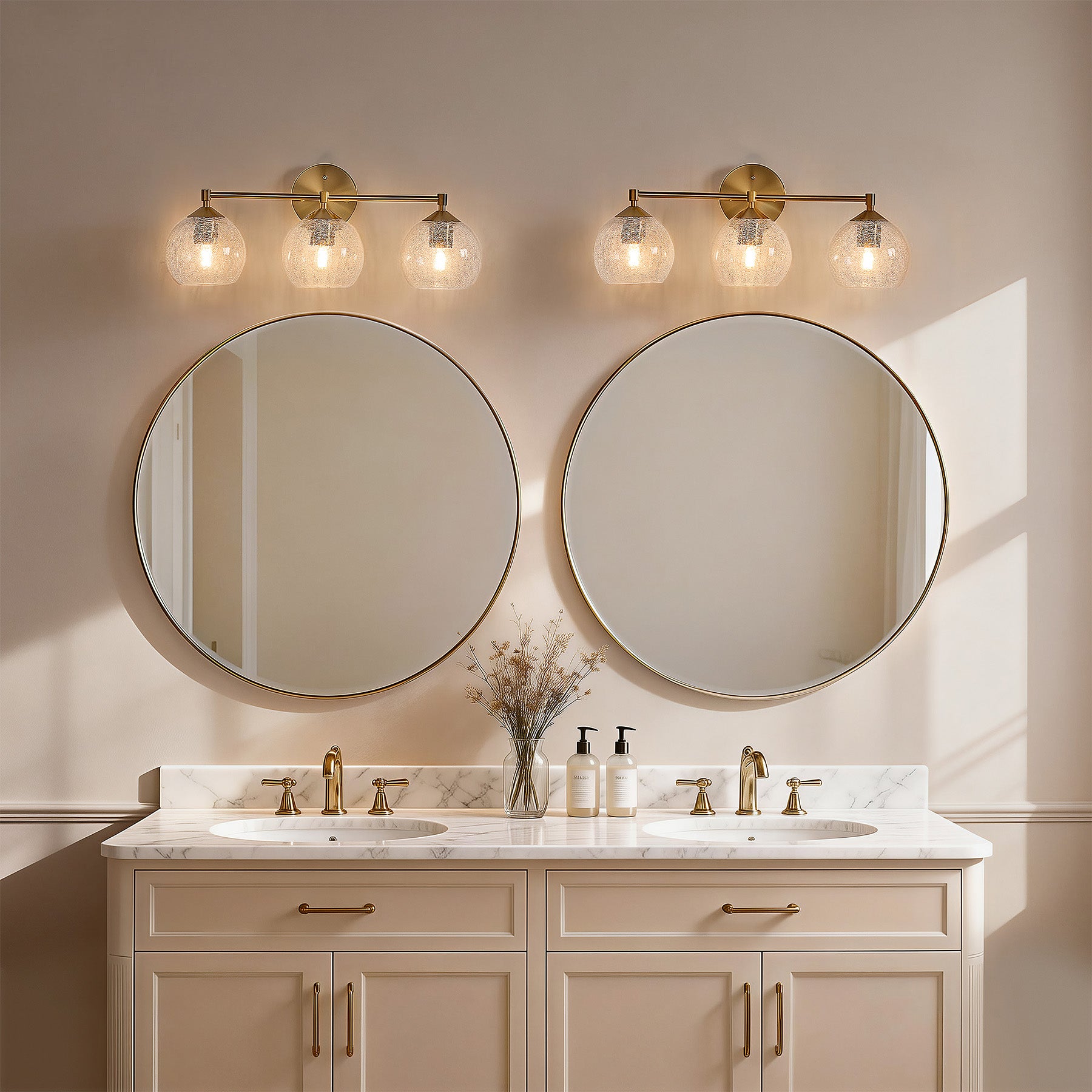 Tribesigns Applique Bagno 3 Luci, Applique Murale E27 Lampada da Specchio Dorata