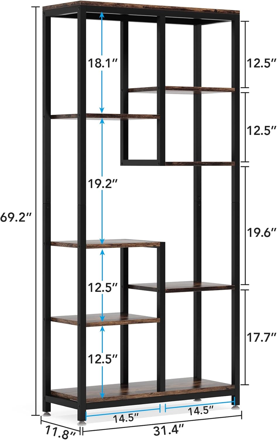 Tribesigns Libreria a 6 livelli, Scaffale Portaoggetti con 8 Ripiani Struttura in Metallo