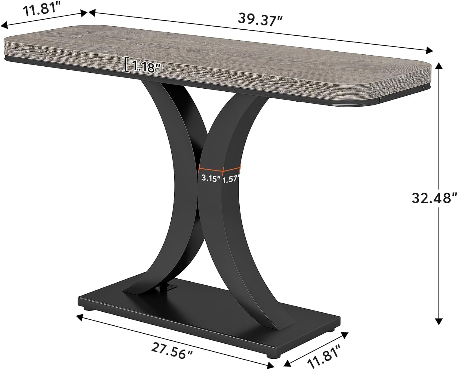 Tribesigns Consolle Industriale, Tavolo da Foyer per Ingresso Stretto da 100 cm con Base Geometrica