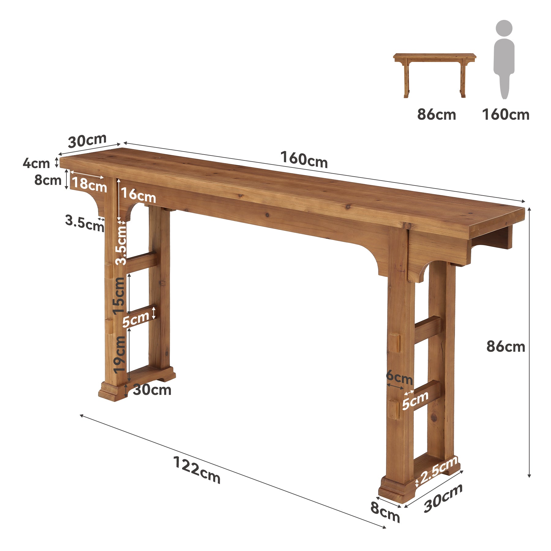 Tribesigns Consolle da Ingresso Industriale in Legno e Metallo, Piano Sottile 160 x 30 x 85 cm