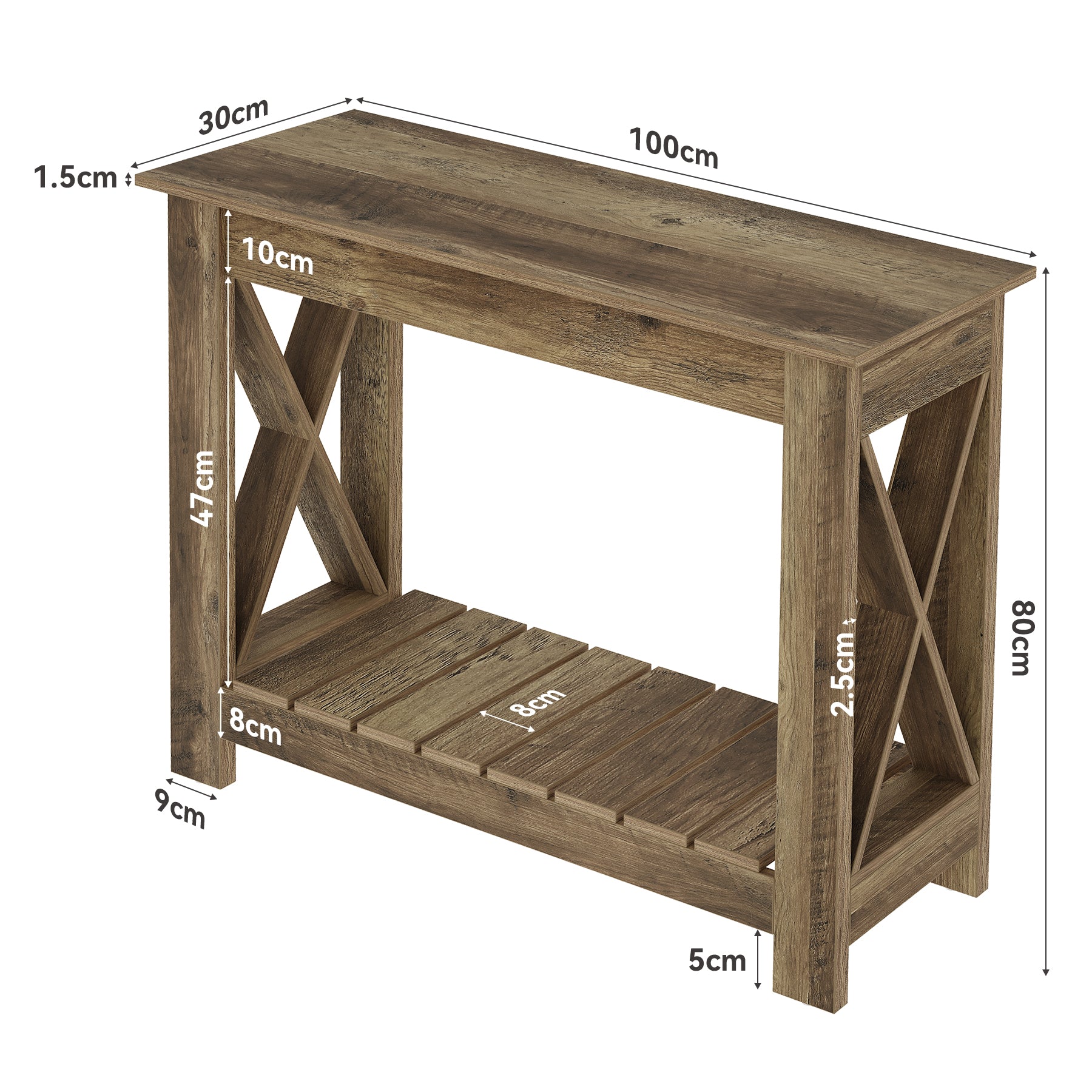 Tribesigns Tavolino consolle in legno, tavolino/consolle per piccoli spazi, 100 x 30 x 80 cm