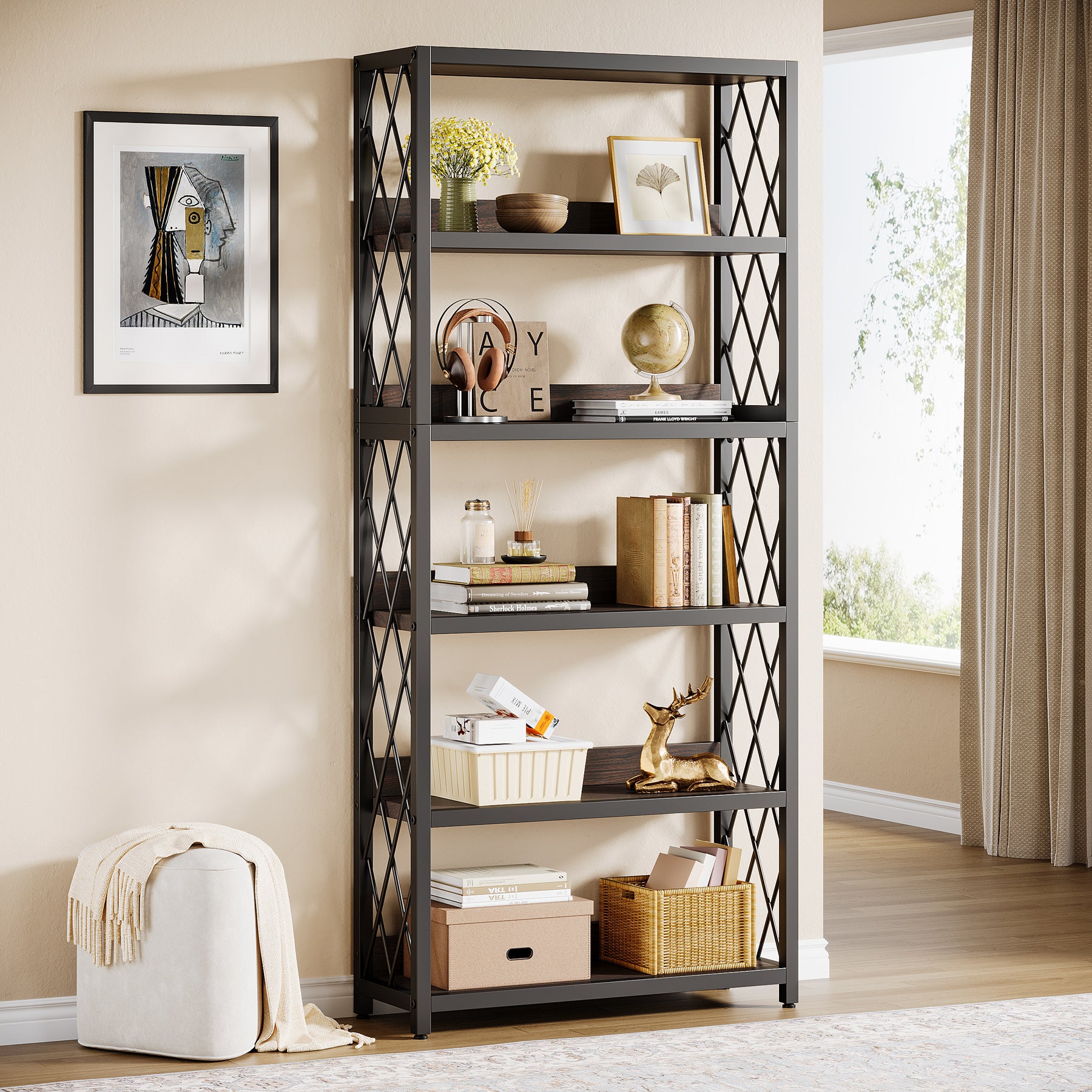 Tribesigns 170 cm Libreria, Espositore Indipendente a 5 ripiani