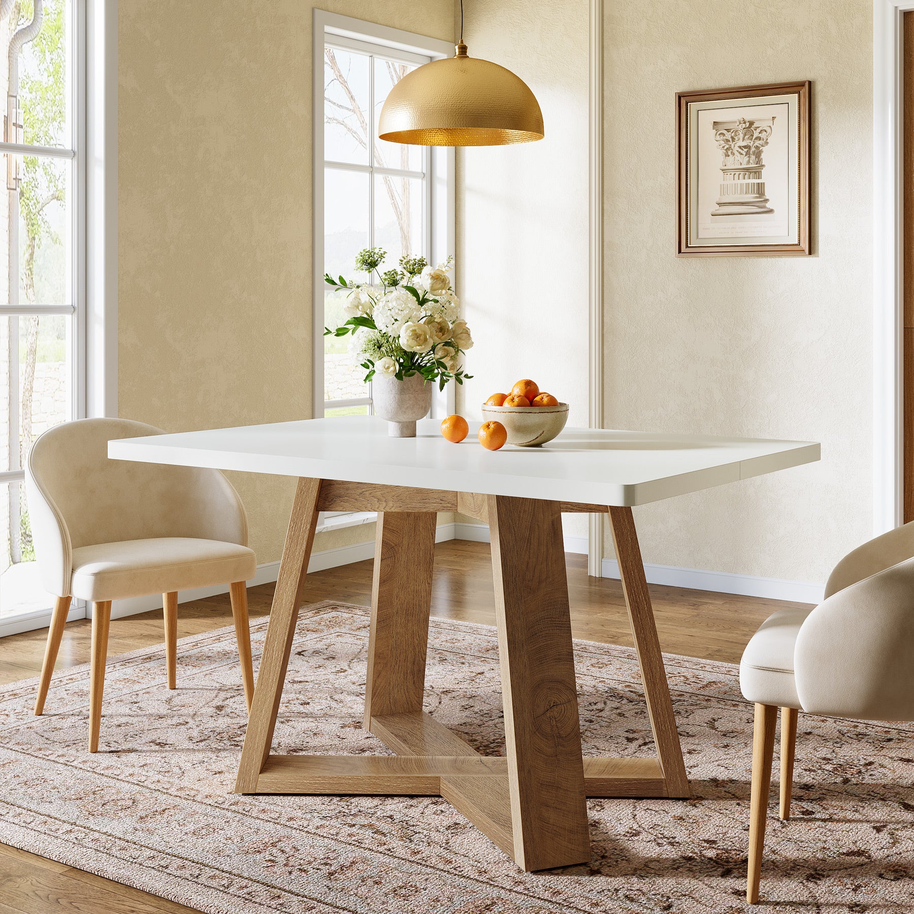 Tribesigns Tavolo da pranzo da 119 cm, moderno tavolo da cucina con gambe in legno