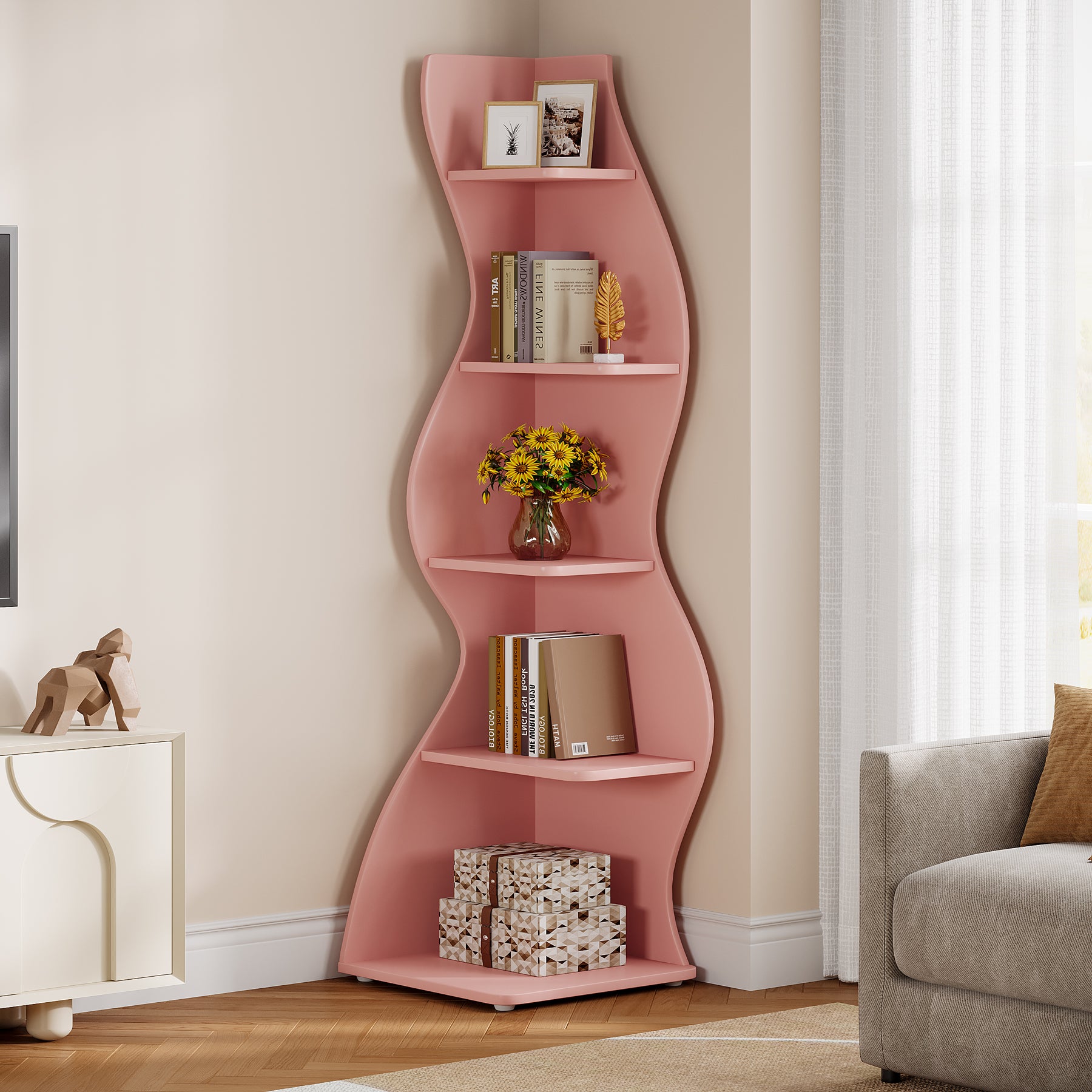 Tribesigns Scaffale Angolare, Moderno Mensola Angolare a 5 Livelli Scaffale per Scaffali Libreria Scaffale