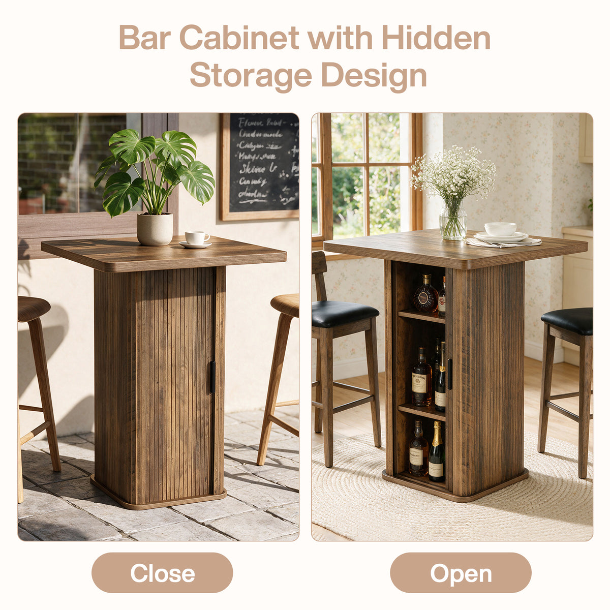 Tribesigns Tavolo da Bar con Mobile Contenitore a 3 Ripiani, Altezza 90 cm, per Piccole Cucine