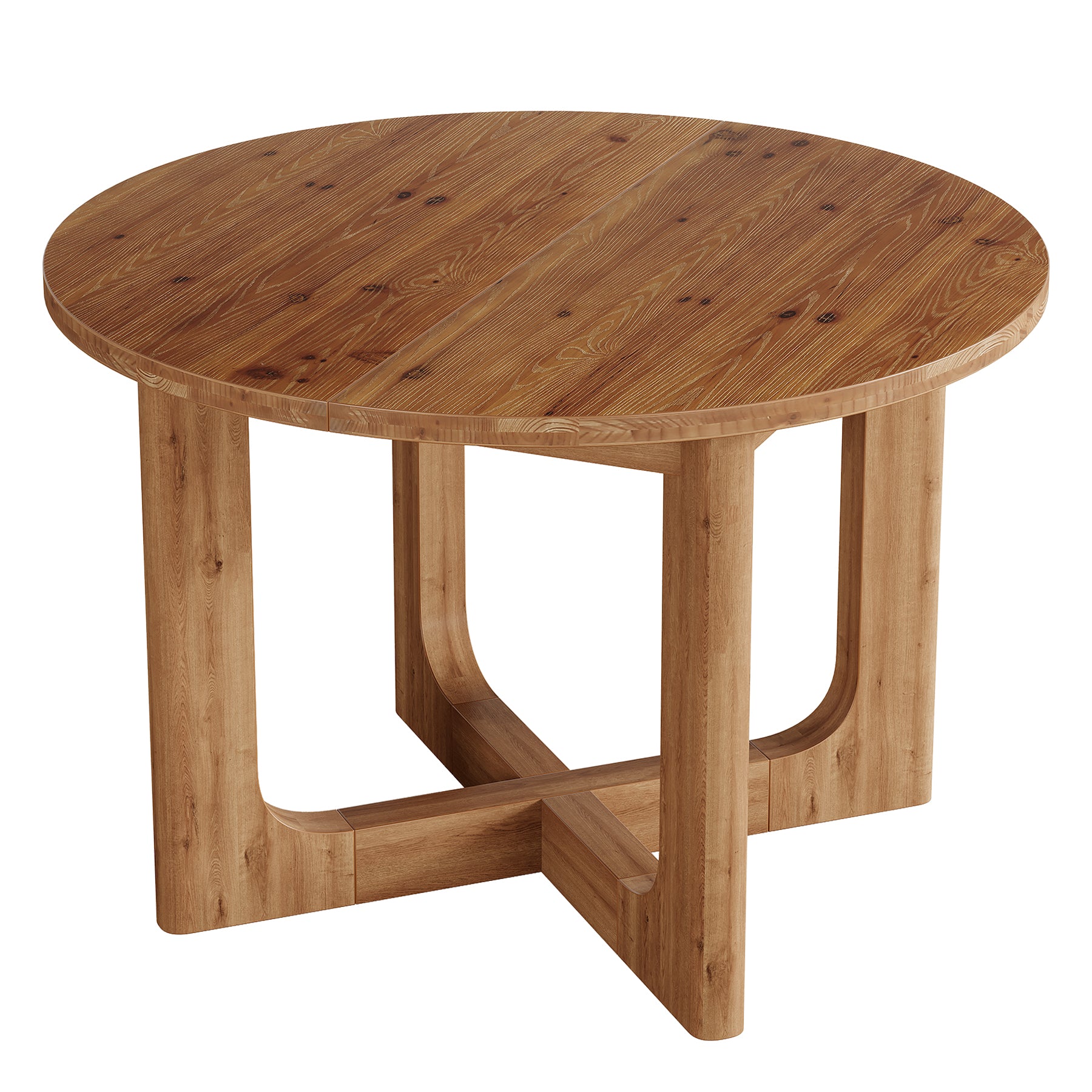 Tribesigns Tavolo da Pranzo Rotondo Country in Legno Massello con Gambe a X, Ø 100 cm, per 2-4 Persone