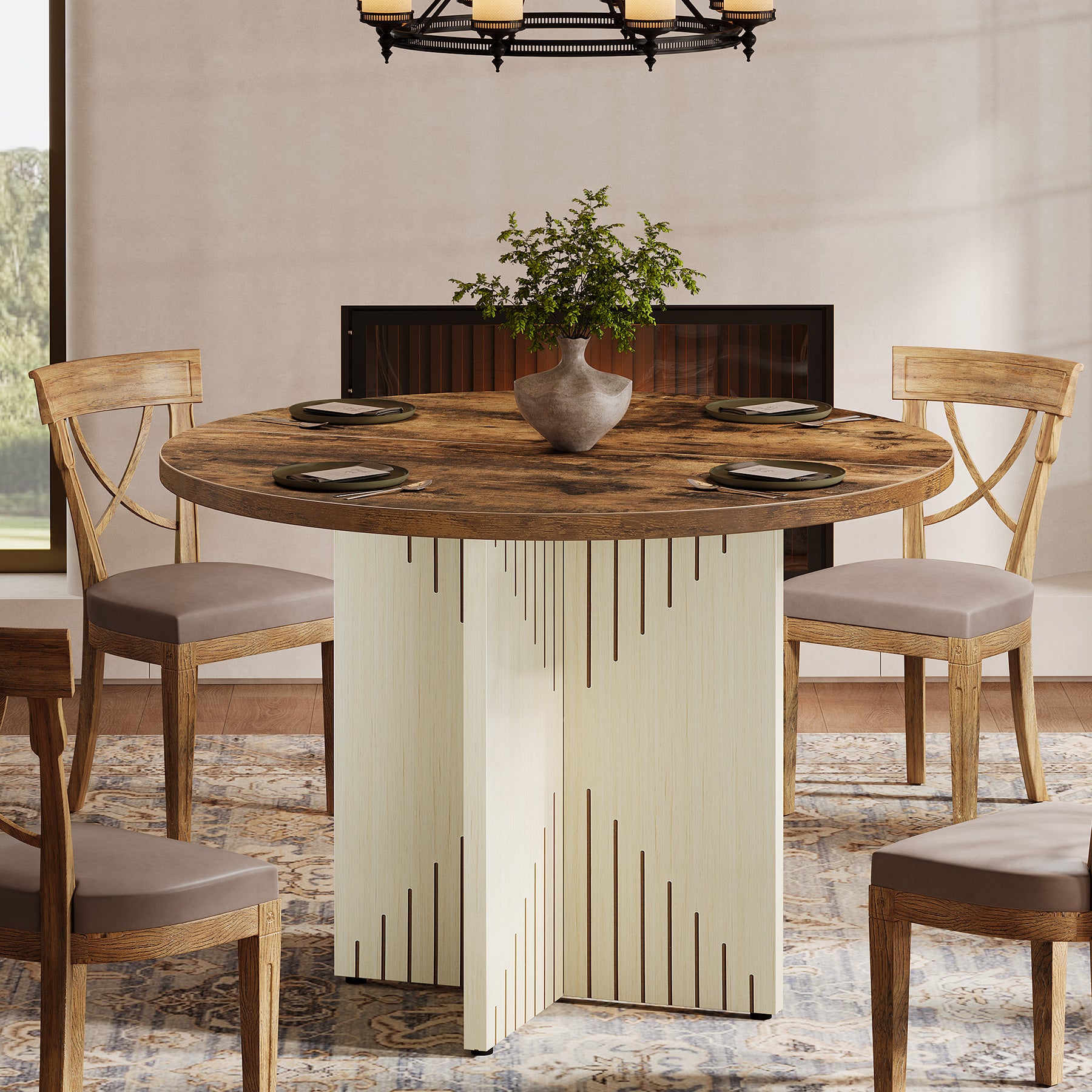 Tribesigns 100 cm tavolo da pranzo, tavolo da pranzo da cucina in stile fattoria per 4 persone