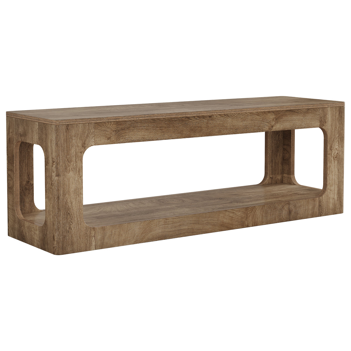 Mobile TV Country a 2 Ripiani con Decori Circolari Traforati, 160 cm, per Soggiorno