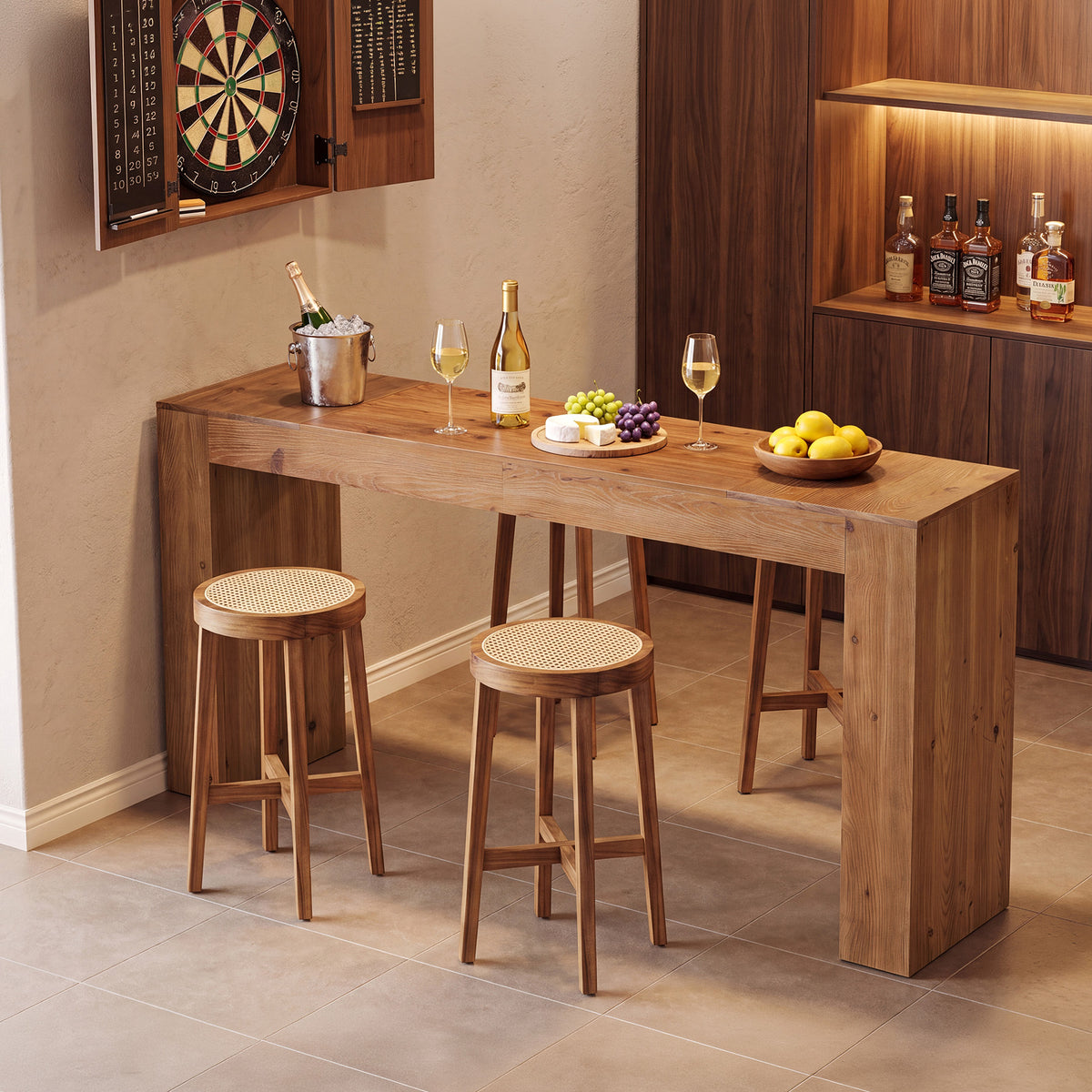 Tavolo da Bar Country in Legno Massello, 180 cm