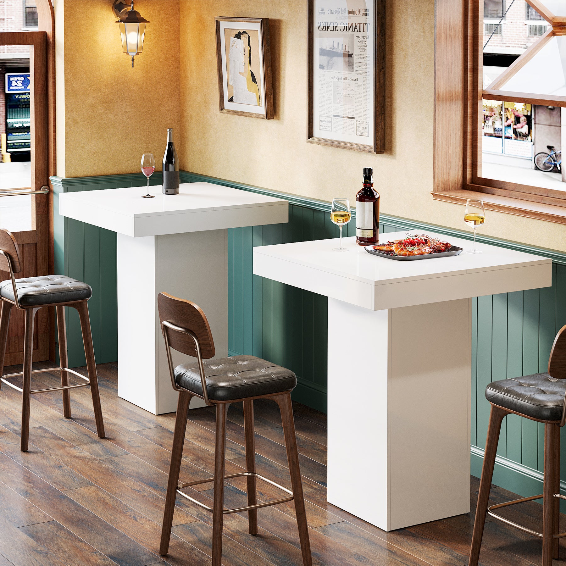 Tribesigns Tavolo da bar da 80 cm, moderno tavolo da cocktail quadrato da cucina