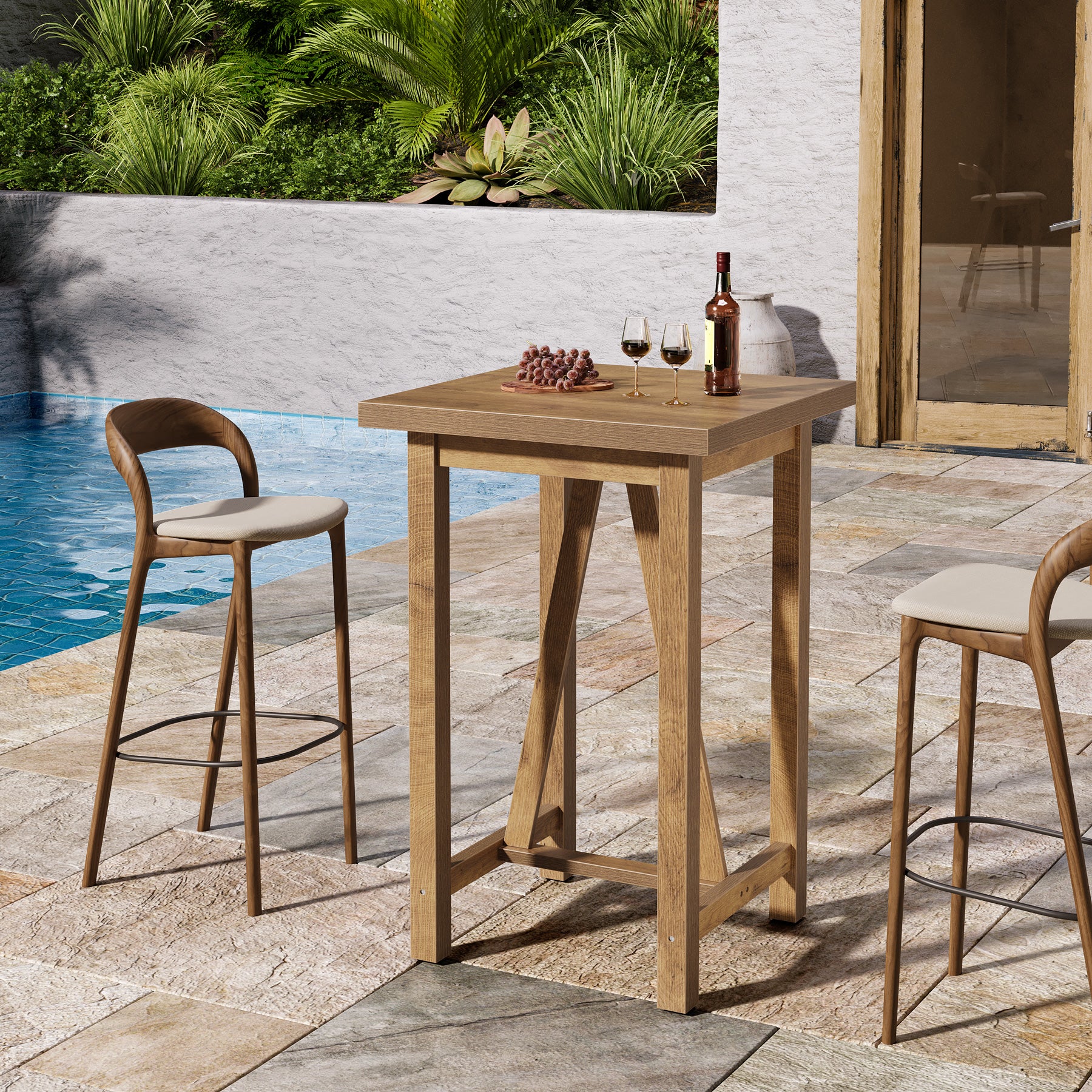 Tribesigns Tavolo da bar da 100 cm, tavolo da pub tavolino da caffè per bistrot(solo tavolo)