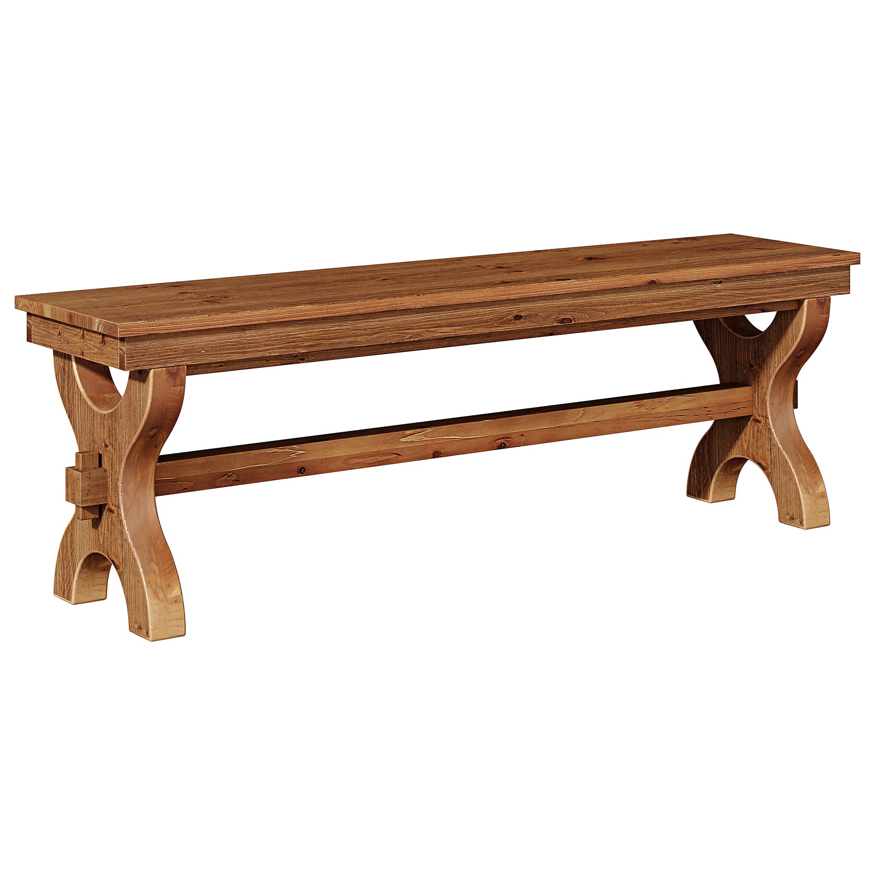 Panca Portascarpe Country in Legno Massello, 140 cm, per Ingresso e Sala da Pranzo