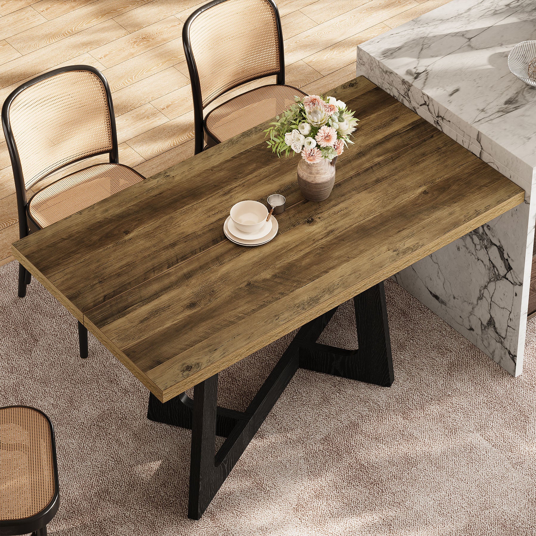 Tribesigns Tavolo da pranzo 120 x 79 cm per 2-4 persone, tavolo da cucina rustico con base robusta ideale per piccoli spazi