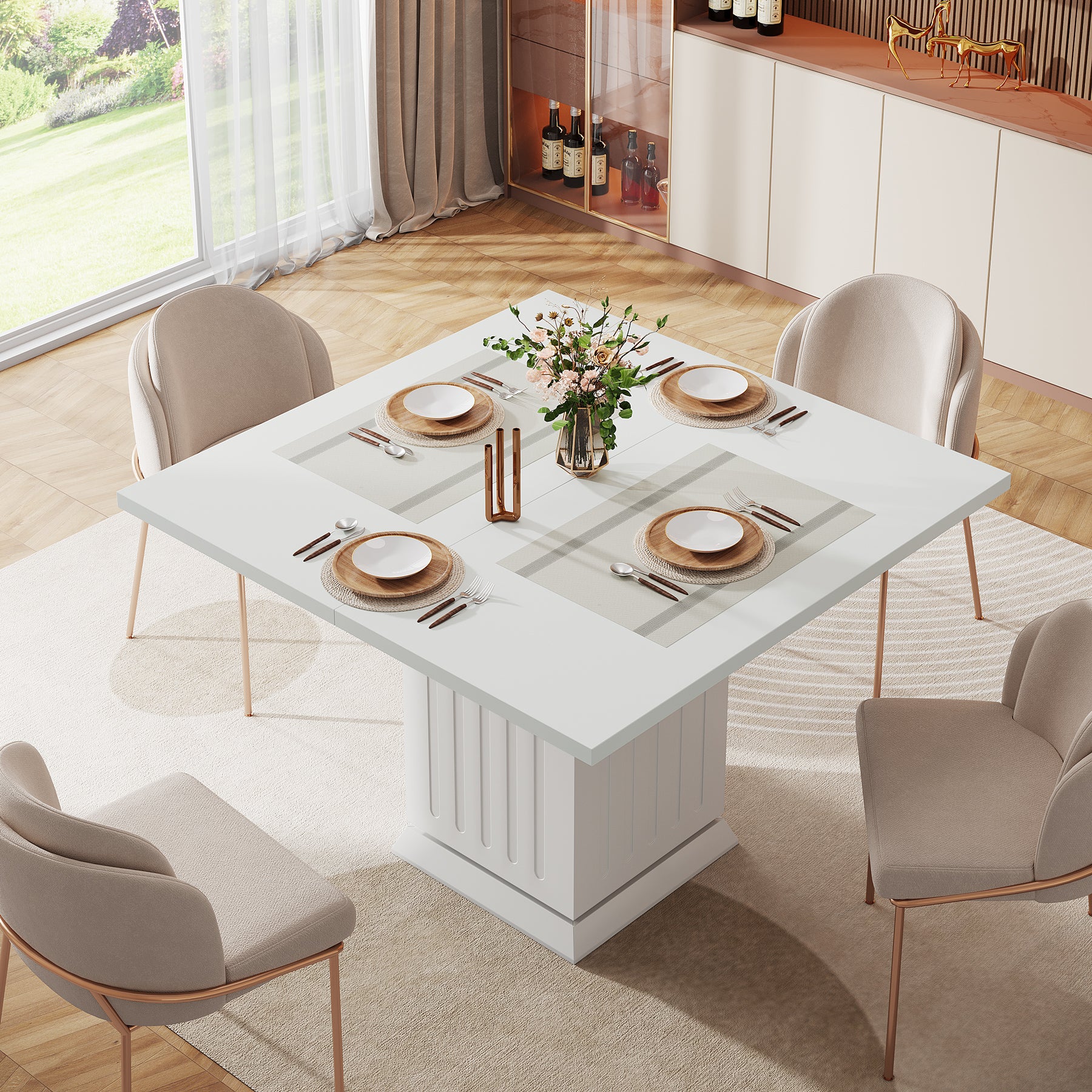 Tribesigns Tavolo da pranzo, 90 cm tavolo da cucina quadrato con robusta base