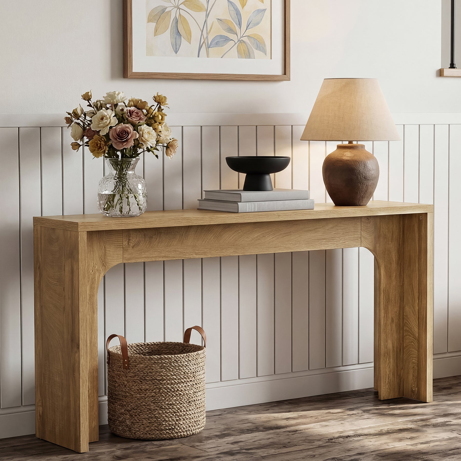 Tribesigns Consolle stretta da 160 cm, tavolo in legno per ingresso con base robusta per corridoio
