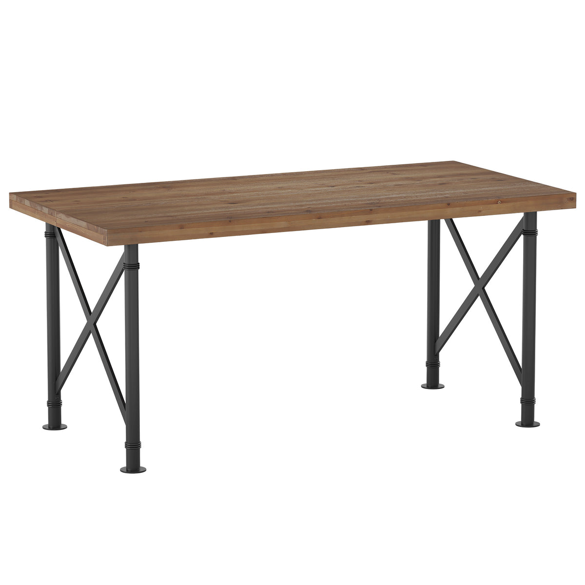 Scrivania Industriale in Legno Massello con Gambe a X in Metallo, 160 cm