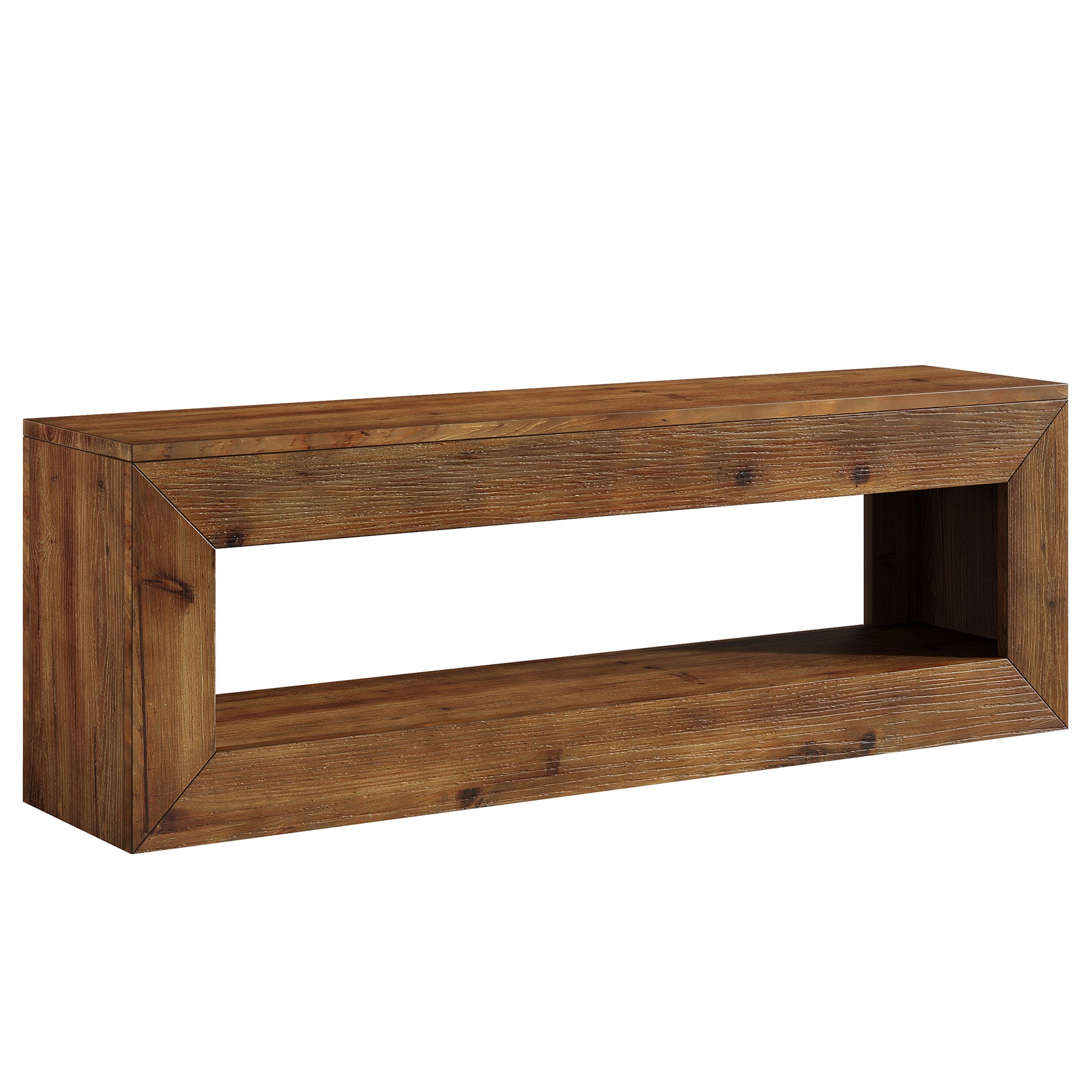 Tribesigns Mobile TV da 120 cm in legno massello con contenitore, mobile basso rustico per apparecchiature multimediali