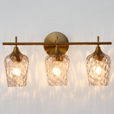 Tribesigns Applique da bagno a 3 luci, lampada da parete moderna con paralumi in vetro ondulato, attacco E27, luci per specchio da bagno, lampadine non incluse 3