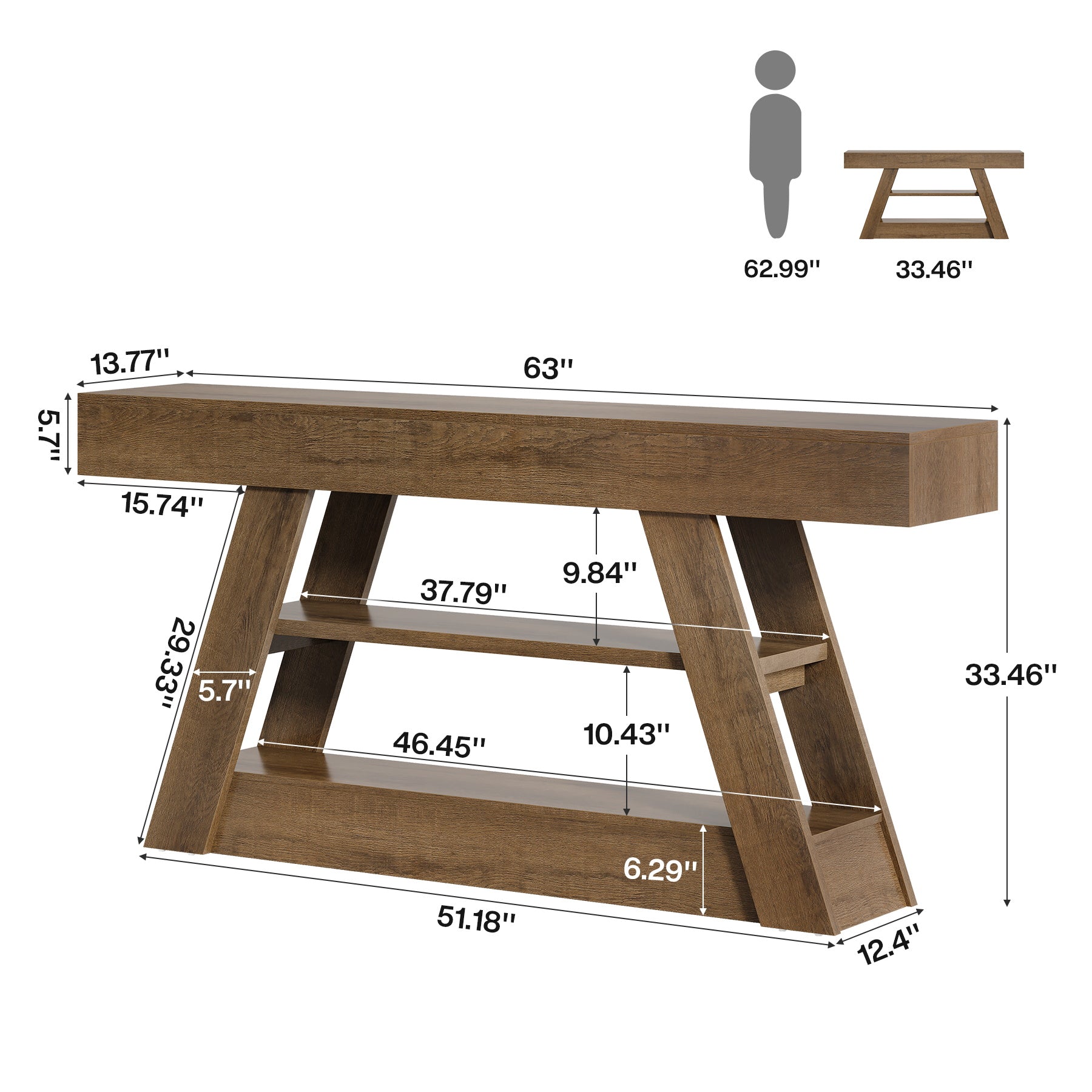 Tribesigns Tavolo consolle da 160 cm, tavolo d'ingresso a 3 livelli
