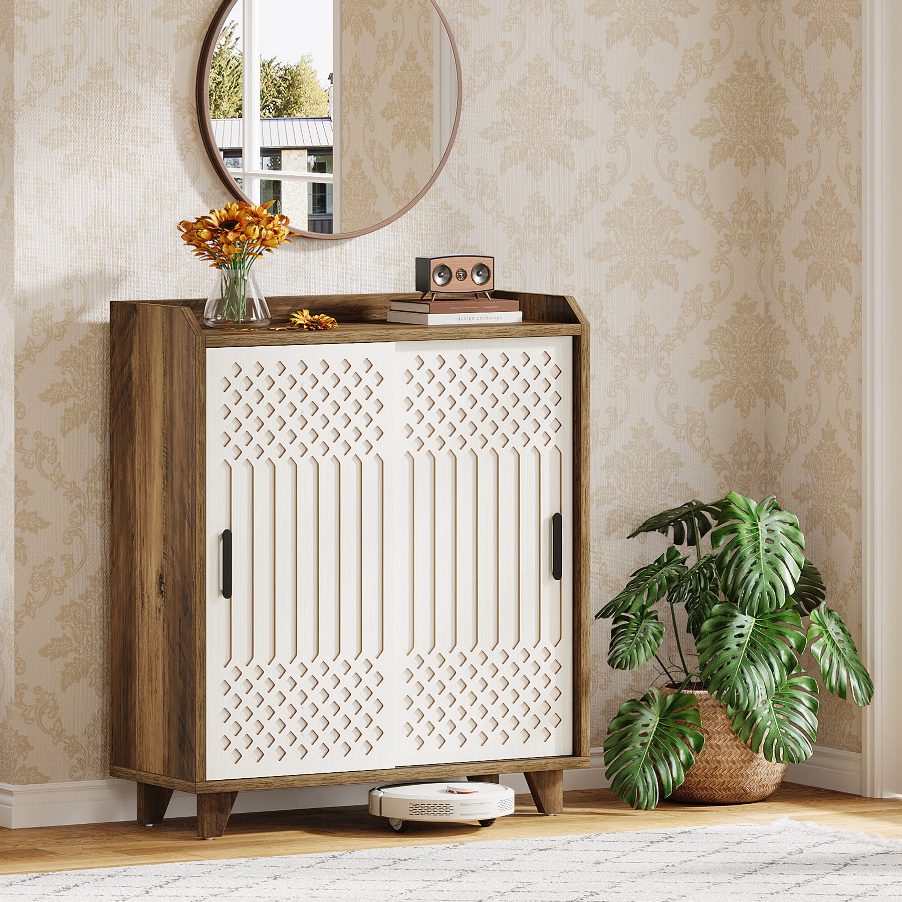 Tribesigns Scarpiera da 90 cm, moderno organizer con ante scorrevoli per scarpe