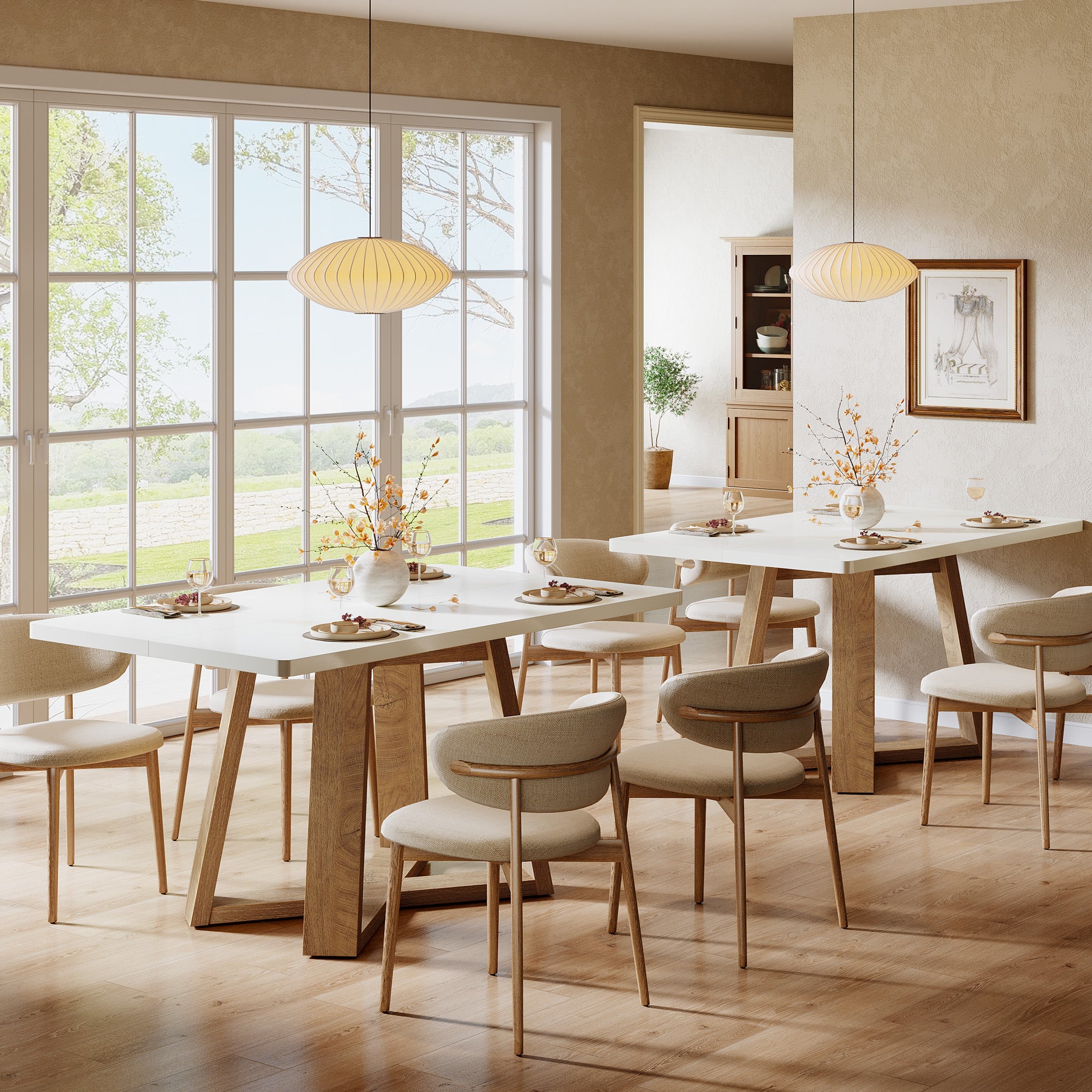 Tribesigns Tavolo da pranzo da 119 cm, moderno tavolo da cucina con gambe in legno