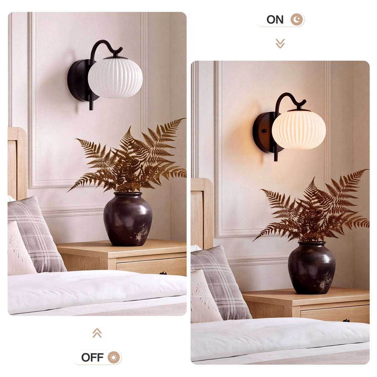 Set di 2 Applique da Interno in Vetro Bianco Latte Scanalato