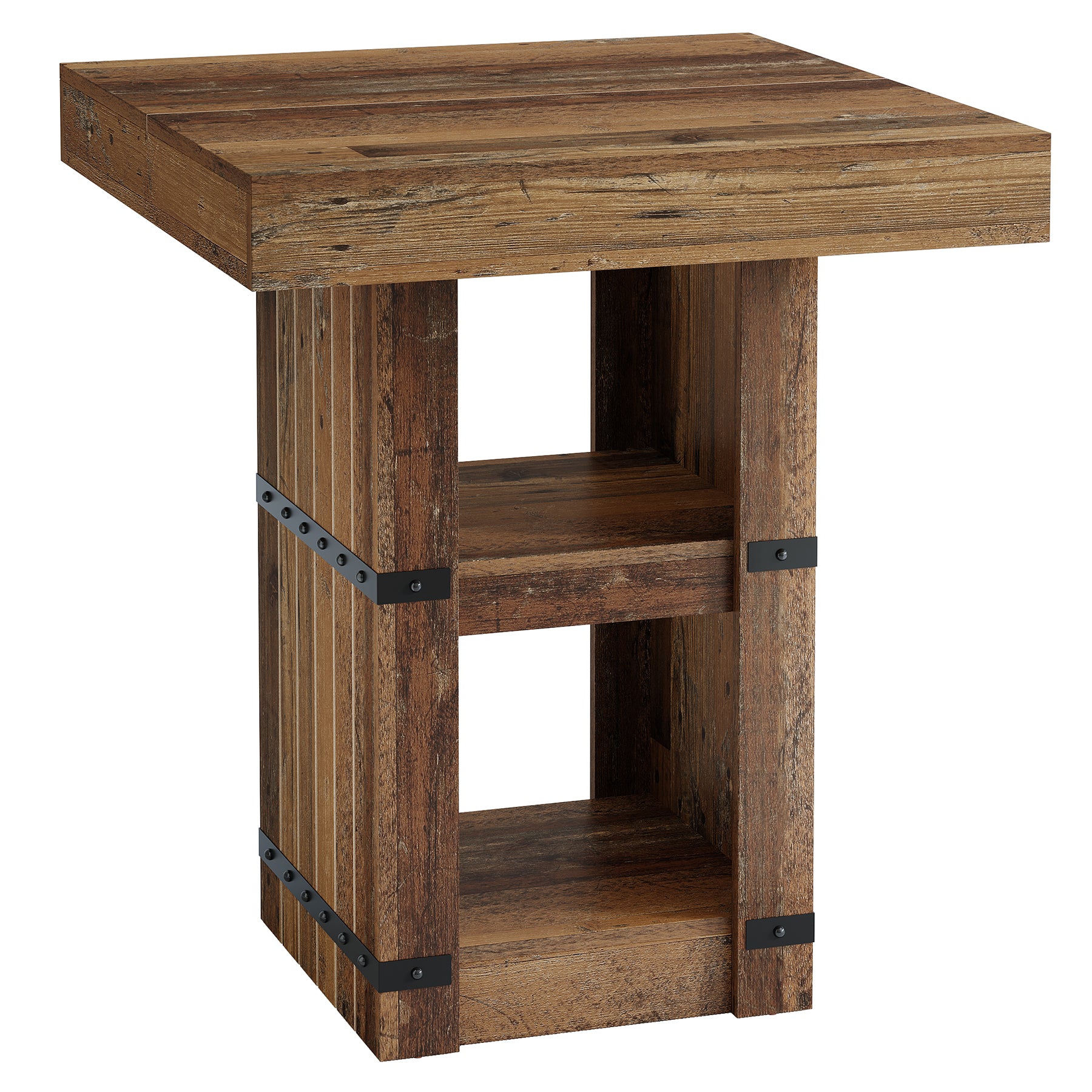 Tavolo da Bar Alto Industriale a 80 x 80 cm con Vano Contenitore, H 95 cm, per Cucina