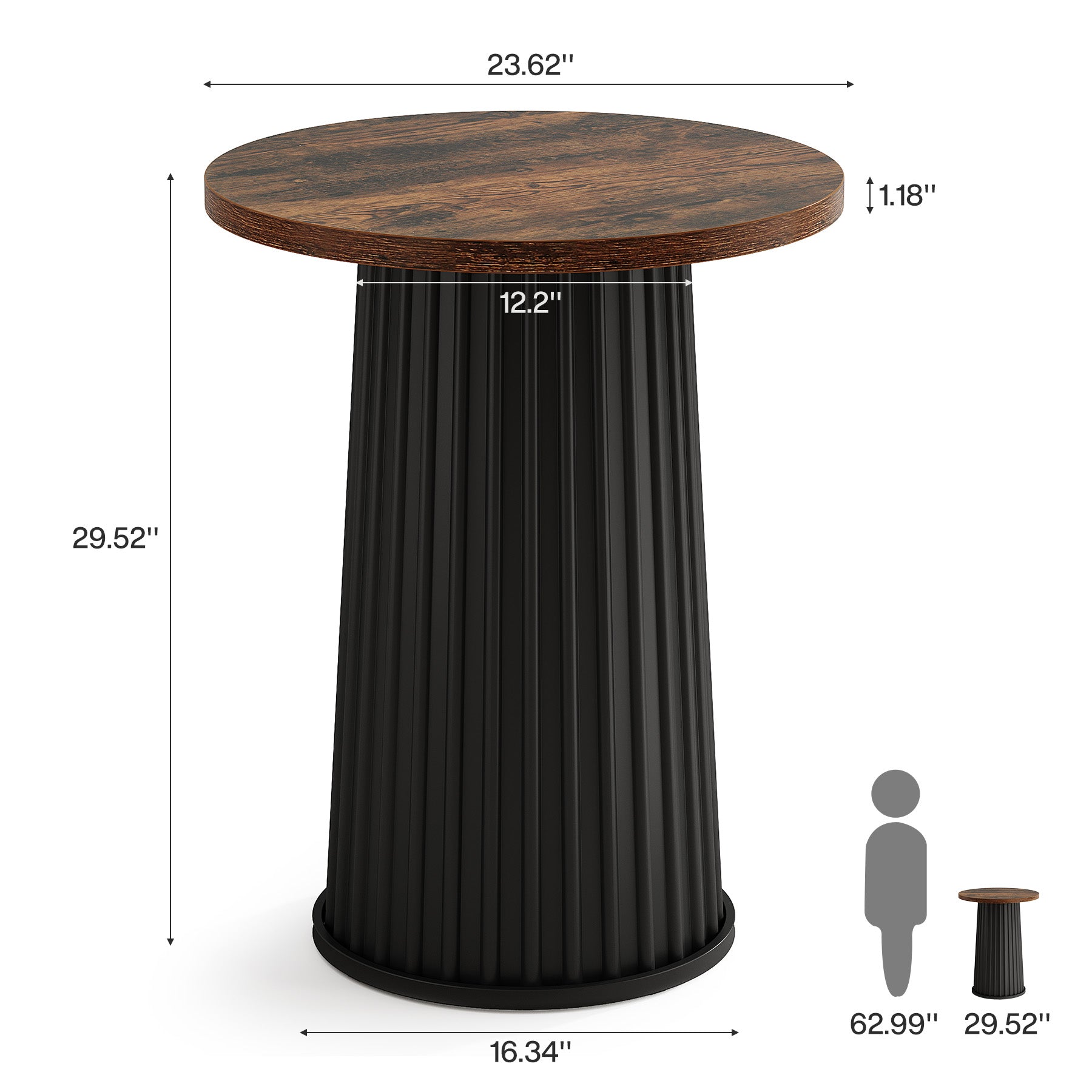 Tribesigns Tavolo da pranzo, 60 cm piccolo tavolo da cucina