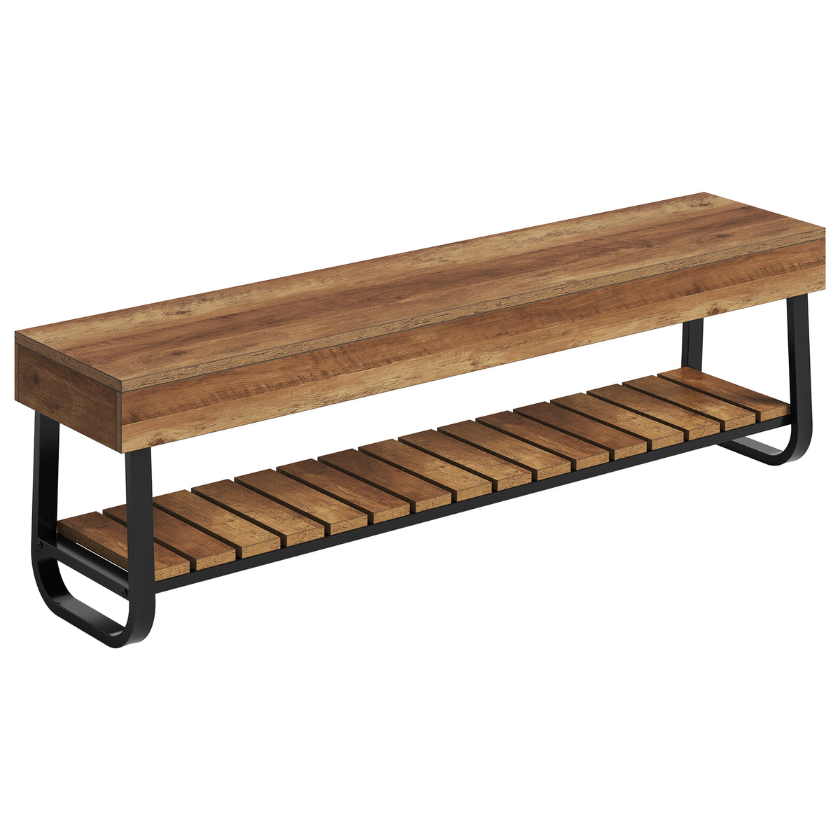Panca Industriale con Ripiano Portascarpe a Doghe, 160 cm, per 2–3 Persone