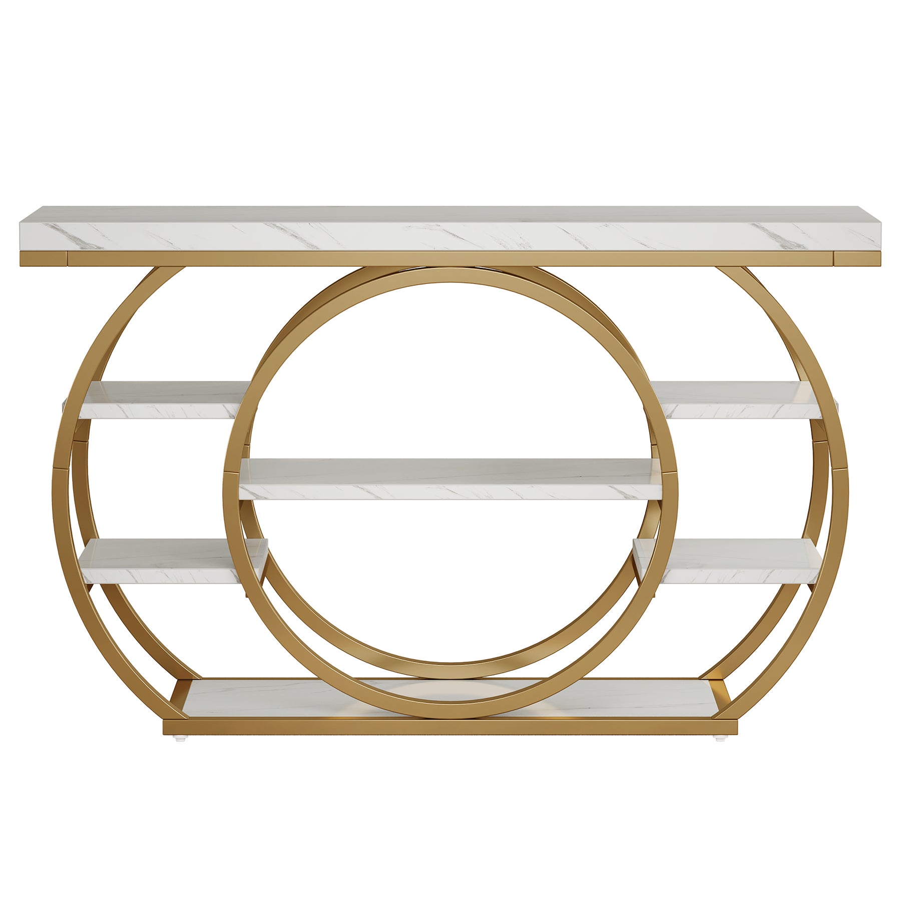 Tribesigns Tavolo consolle, 105 cm tavolo d'ingresso stretto a 4 piani con base circolare
