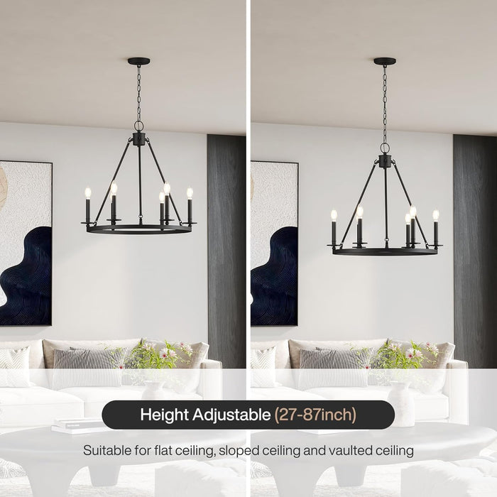 Tribesigns Lampadario a 6 luci a forma di ruota di carro, lampada da soffitto E14 ideale per soggiorno