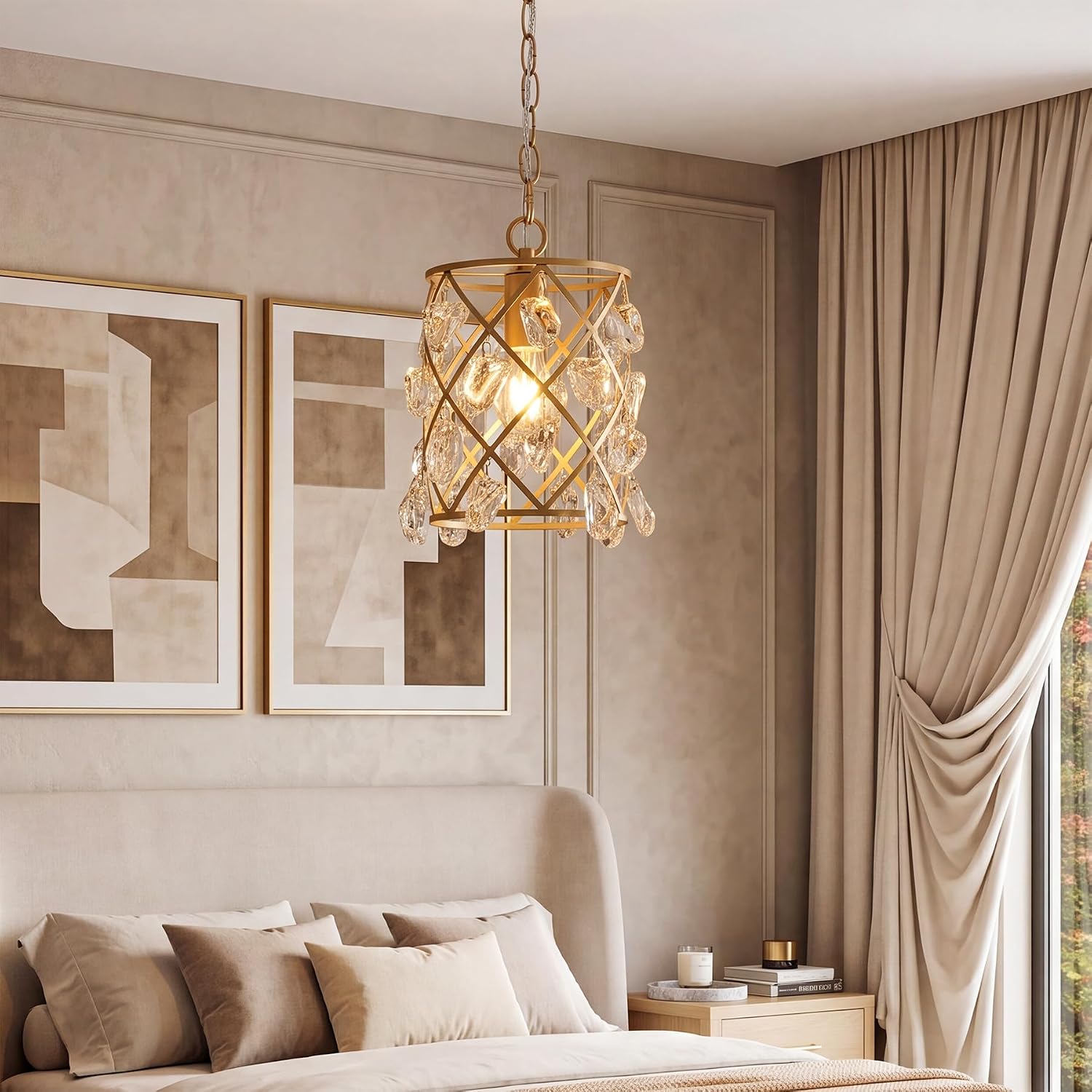 Tribesigns Lampadario moderno, lampada a sospensione con cristalli di vetro a onda d'acqua, attacco E27