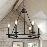 Tribesigns Lampadario a 6 luci a forma di ruota di carro, lampada da soffitto E14 ideale per soggiorno 3