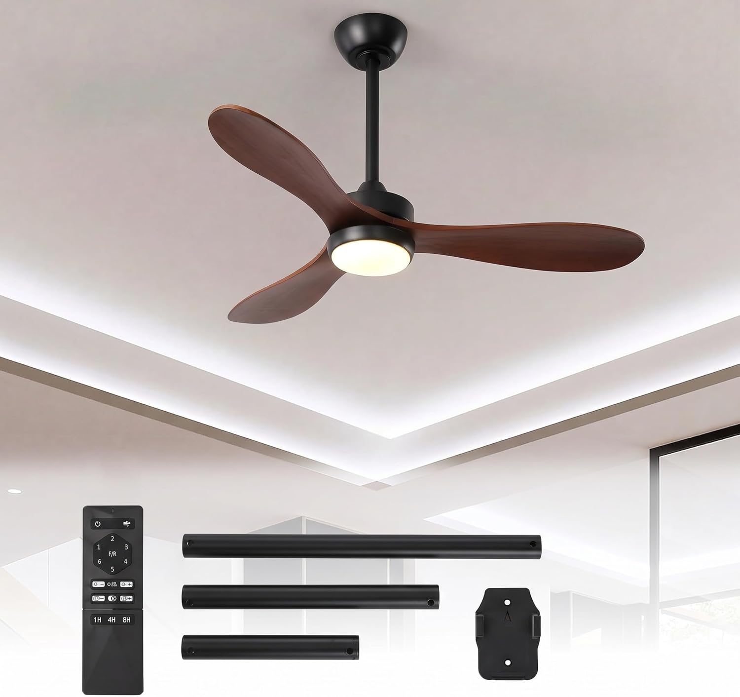 Tribesigns Ventilatore da soffitto moderno da 106 cm con luce, telecomando, illuminazione a LED dimmerabile