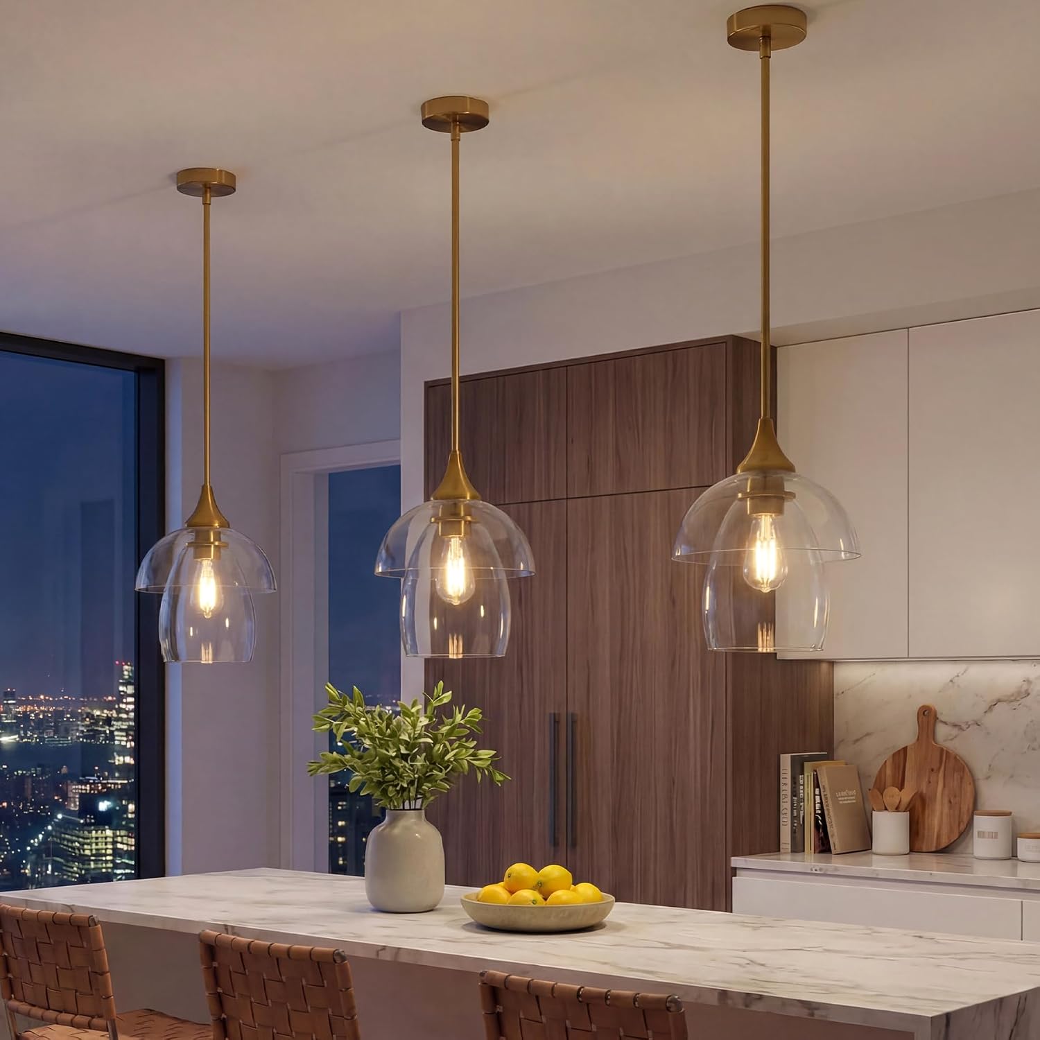 Tribesigns Lampada a Sospensione, E27 LED Lampadario Cucina Moderno in Vetro a Doppio Strato