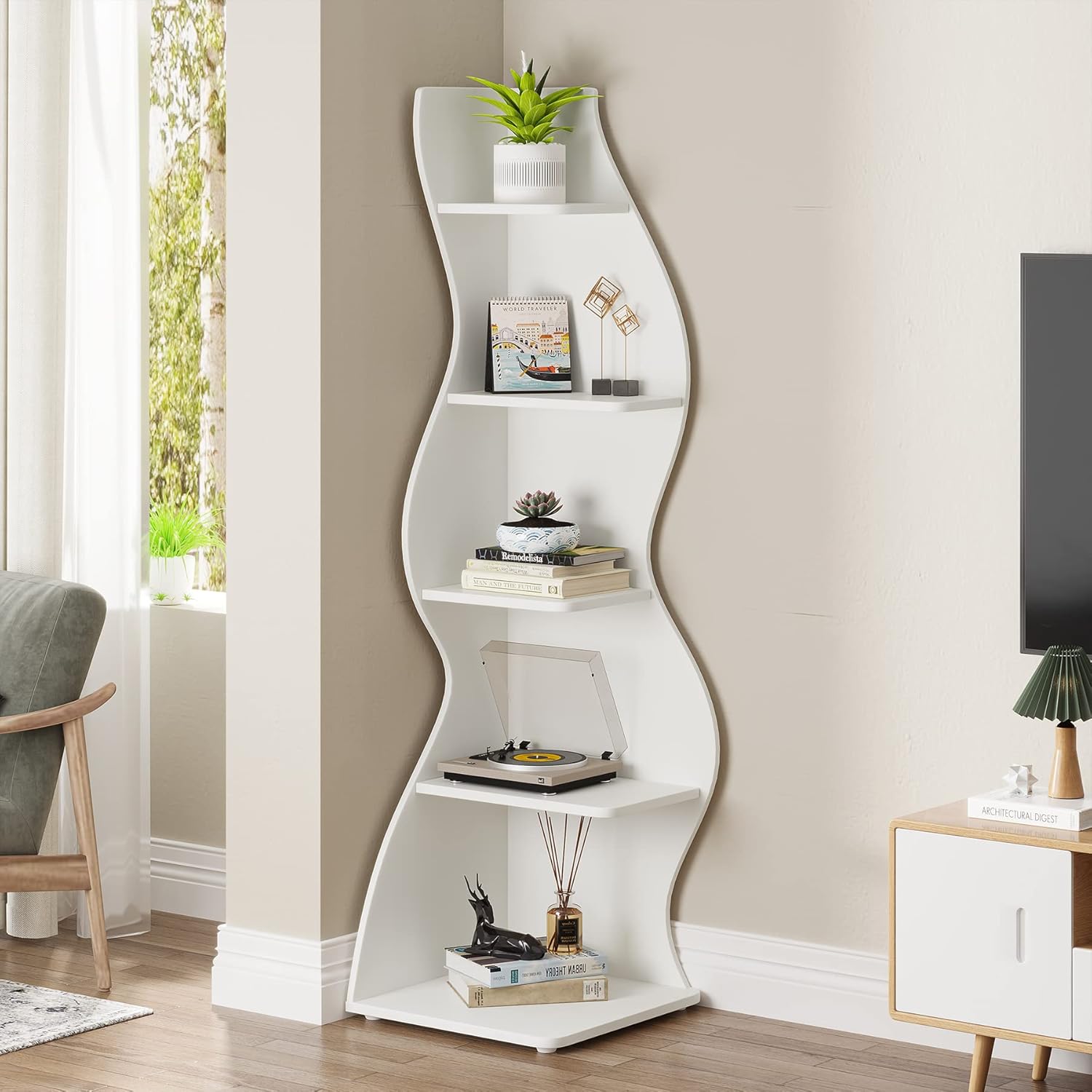 Tribesigns Scaffale Angolare, Moderno Mensola Angolare a 5 Livelli Scaffale per Scaffali Libreria Scaffale