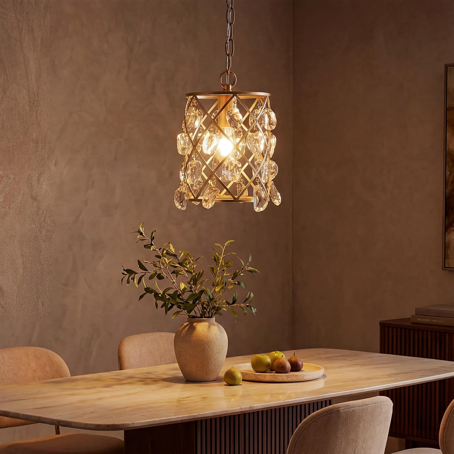 Tribesigns Lampadario moderno, lampada a sospensione con cristalli di vetro a onda d'acqua, attacco E27