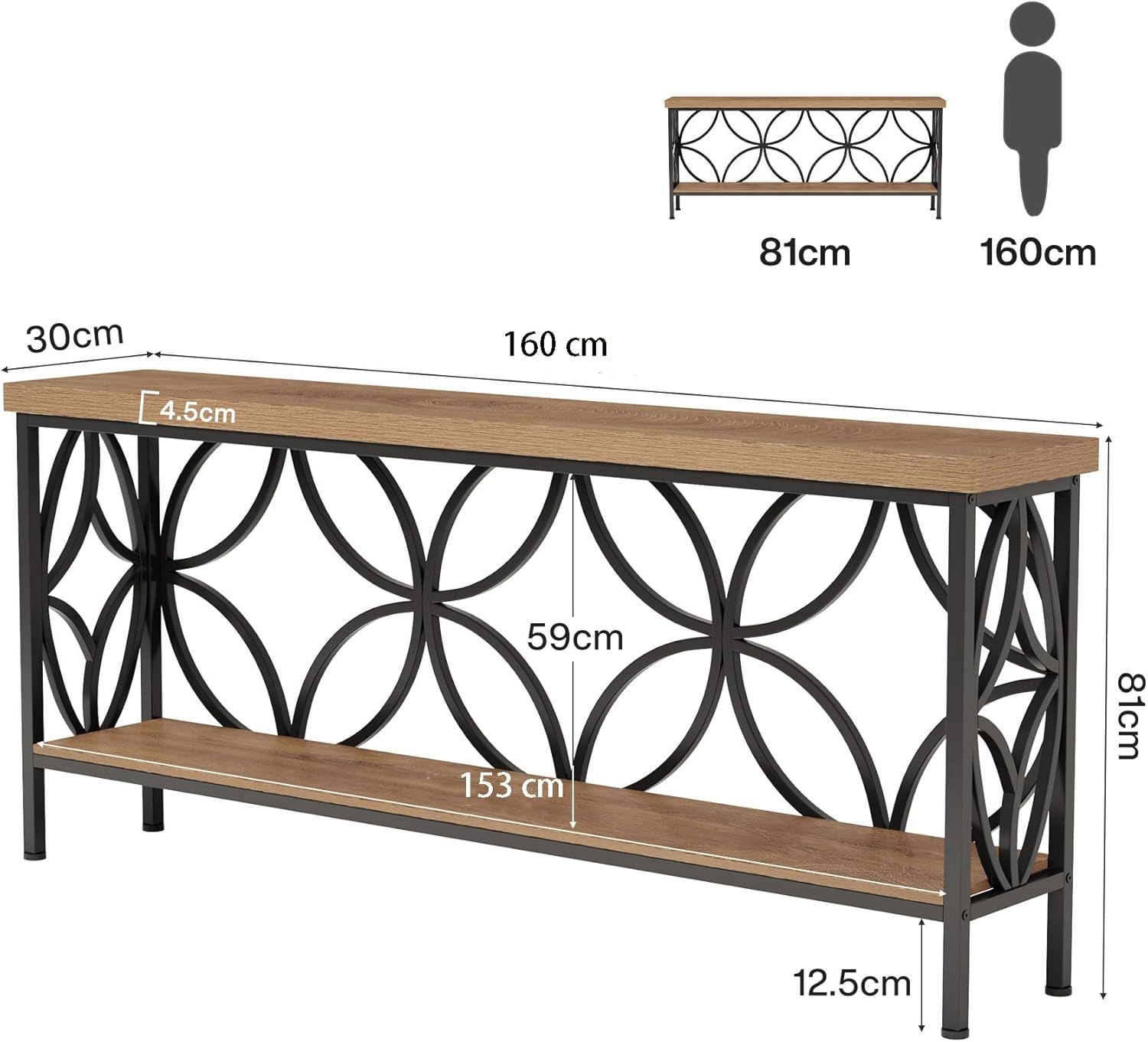 Tribesigns Tavolo consolle da 160 cm, tavolo da ingresso con ripiano portaoggetti