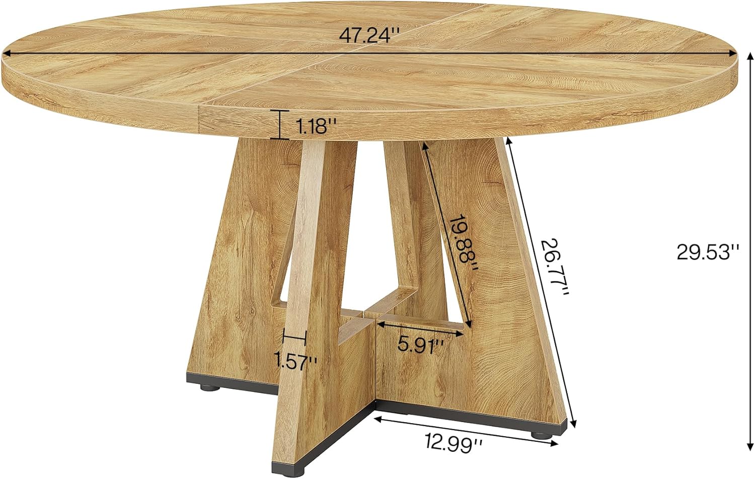 Tribesigns Tavolo da pranzo, 120 cm rotondo da cucina per 4 persone