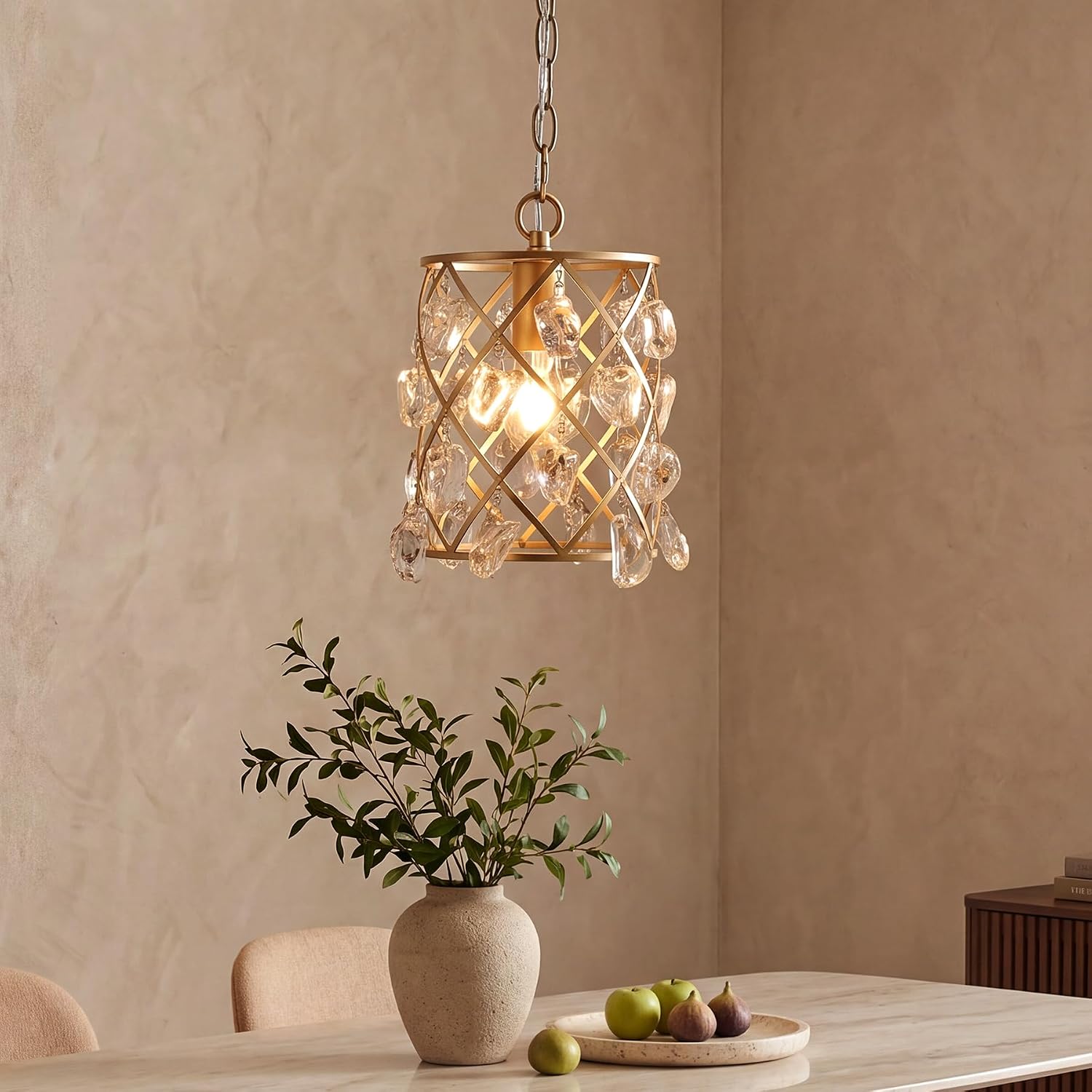 Tribesigns Lampadario moderno, lampada a sospensione con cristalli di vetro a onda d'acqua, attacco E27