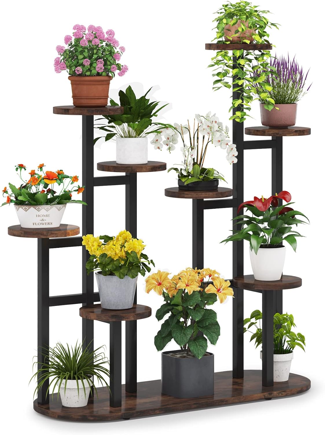Tribesigns Supporto per piante multi-livello per rack di stoccaggio per 11 vasi da fiori