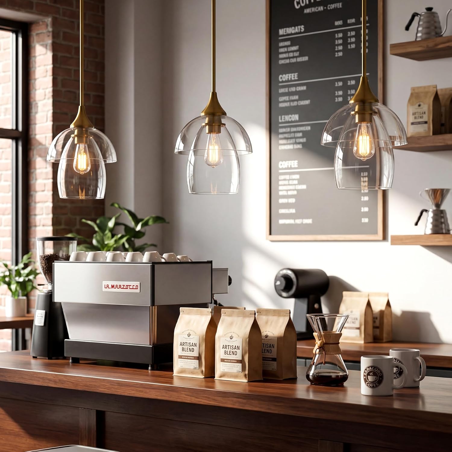 Tribesigns Lampada a Sospensione, E27 LED Lampadario Cucina Moderno in Vetro a Doppio Strato