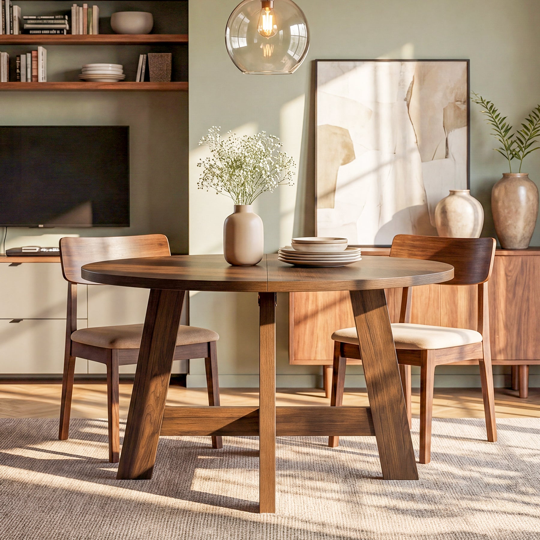 Tribesigns Tavolo da pranzo da 118 cm, tavolo da cucina con traversa di rinforzo per 4-6 persone