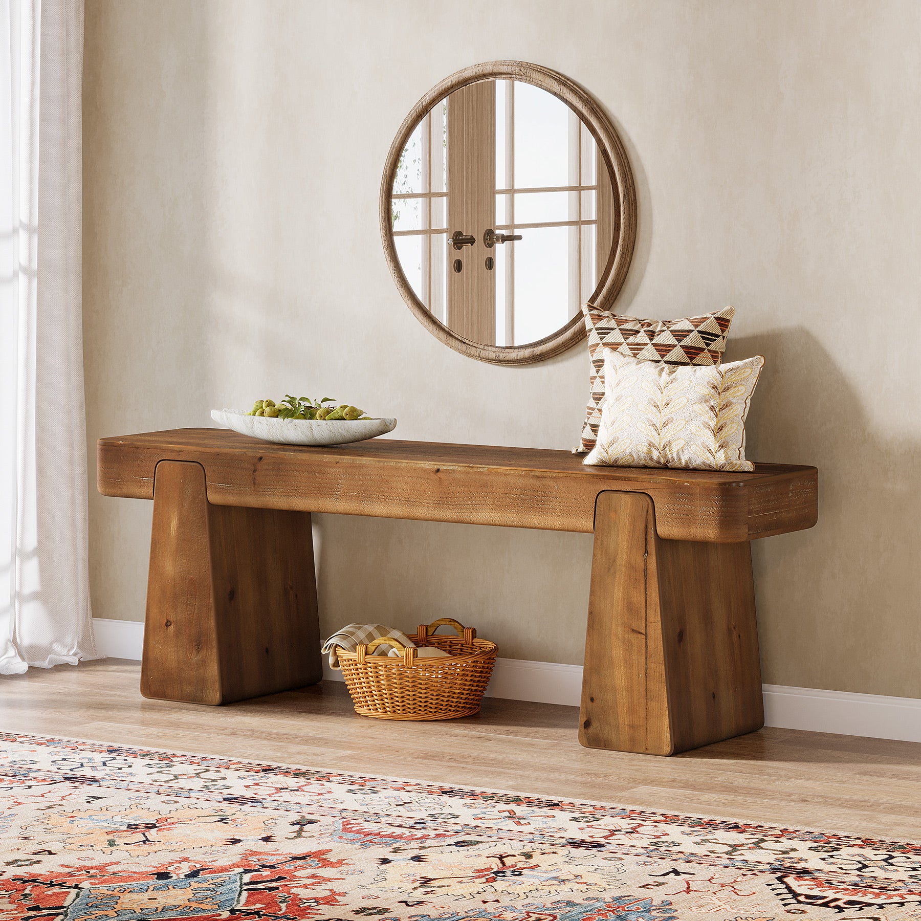Tribesigns Panca in legno massello da 120 cm, stile country con gambe rinforzate
