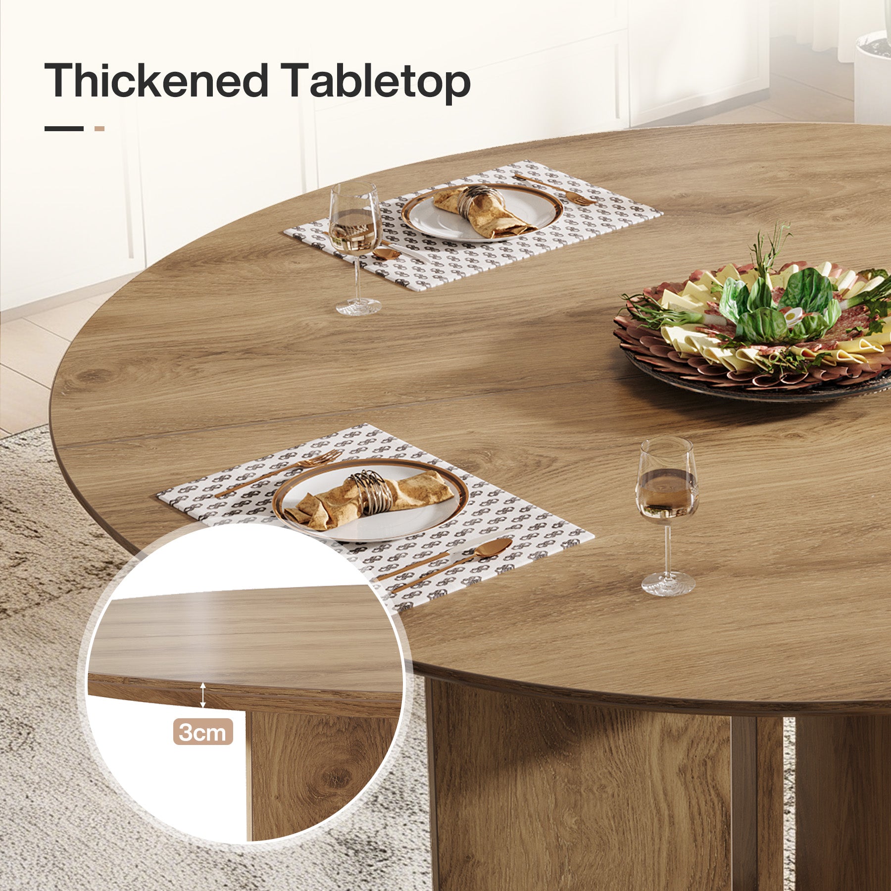 Tribesigns Tavolo da pranzo rotondo da 100 cm, tavolo da cucina per 4 persone