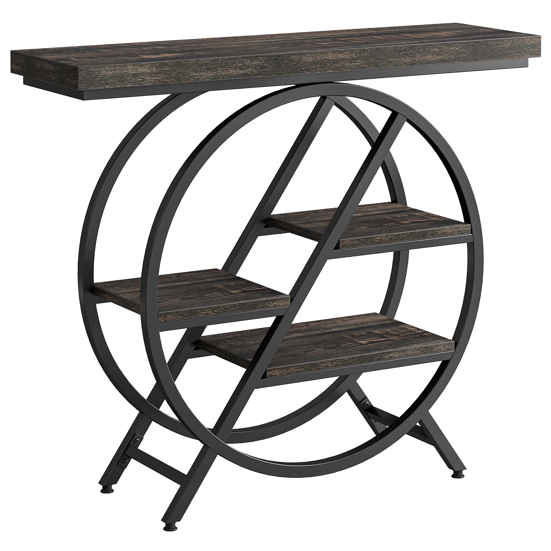 Tribesigns Tavolo Consolle, 100 cm Tavolo da Divano Tavolo da Ingresso a 4 Ripiani con Struttura Geometrica