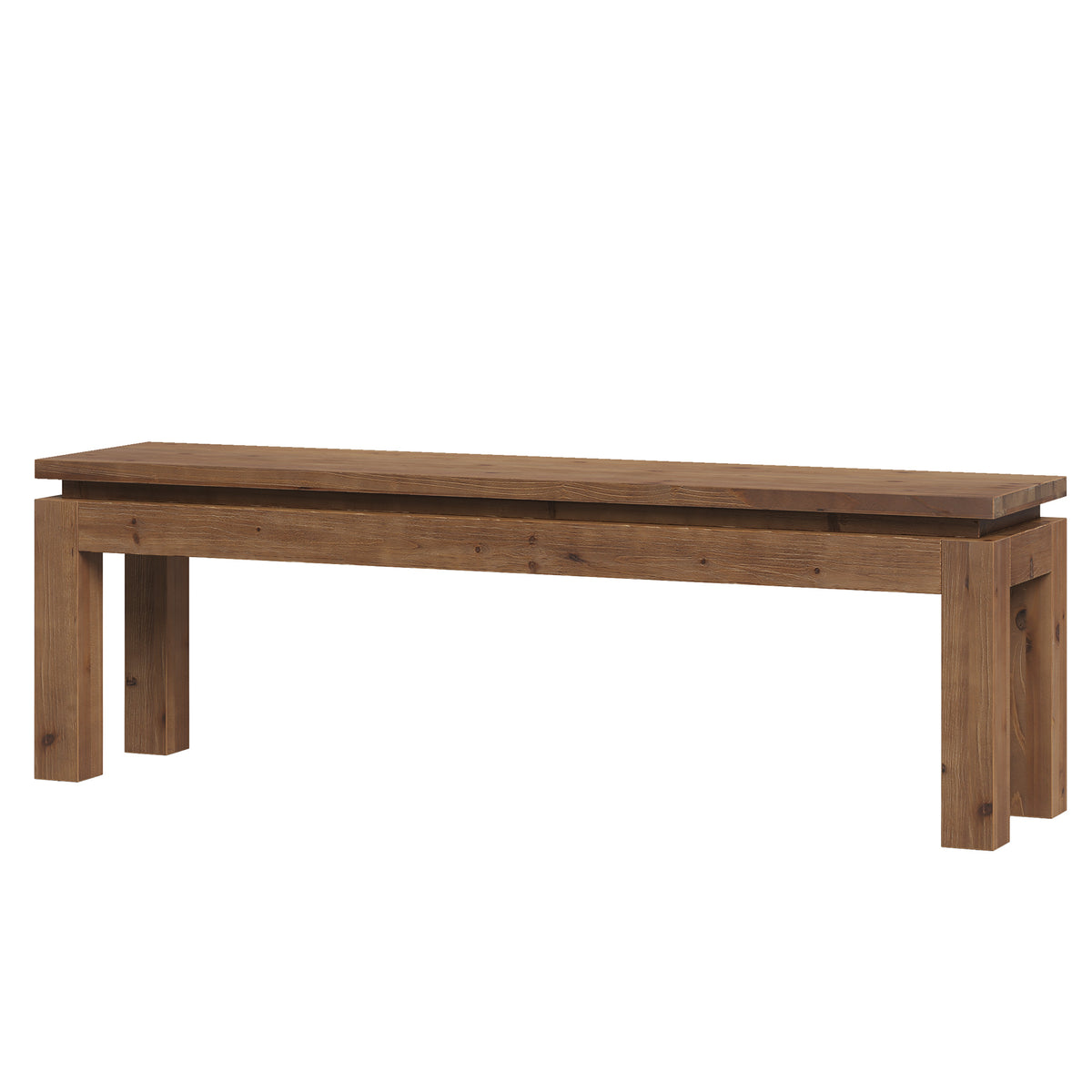 Panca Country in Legno Massello con Gambe a Blocco, 150 cm, per Sala da Pranzo