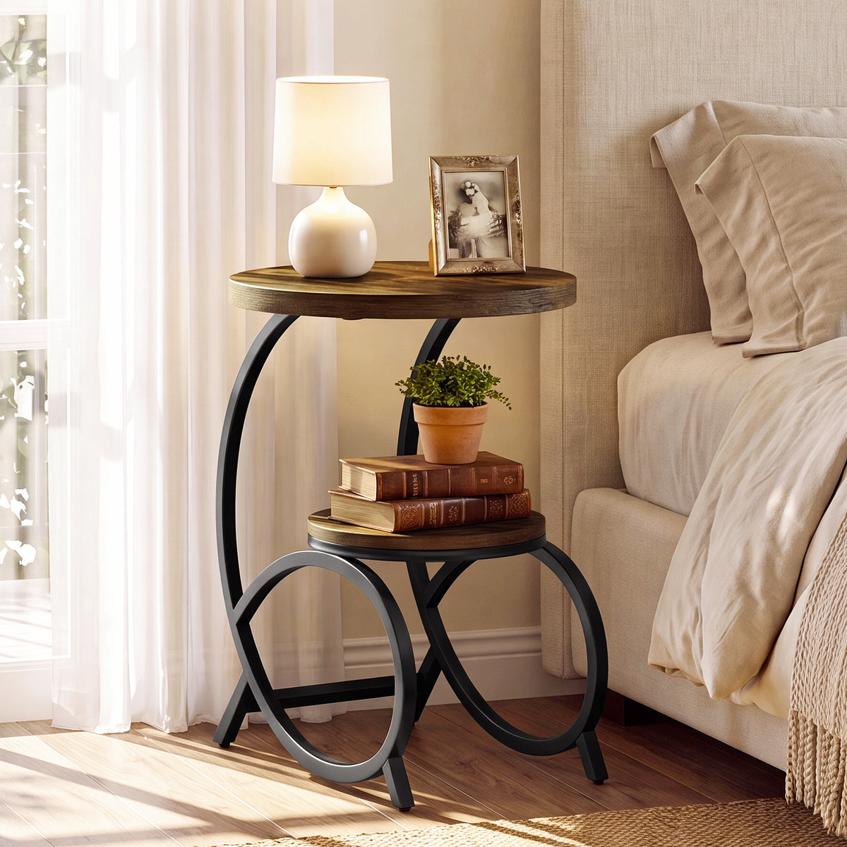 Consolle Country in Legno Massello con Gambe Curve e Ripiano, 105 cm, per Ingresso