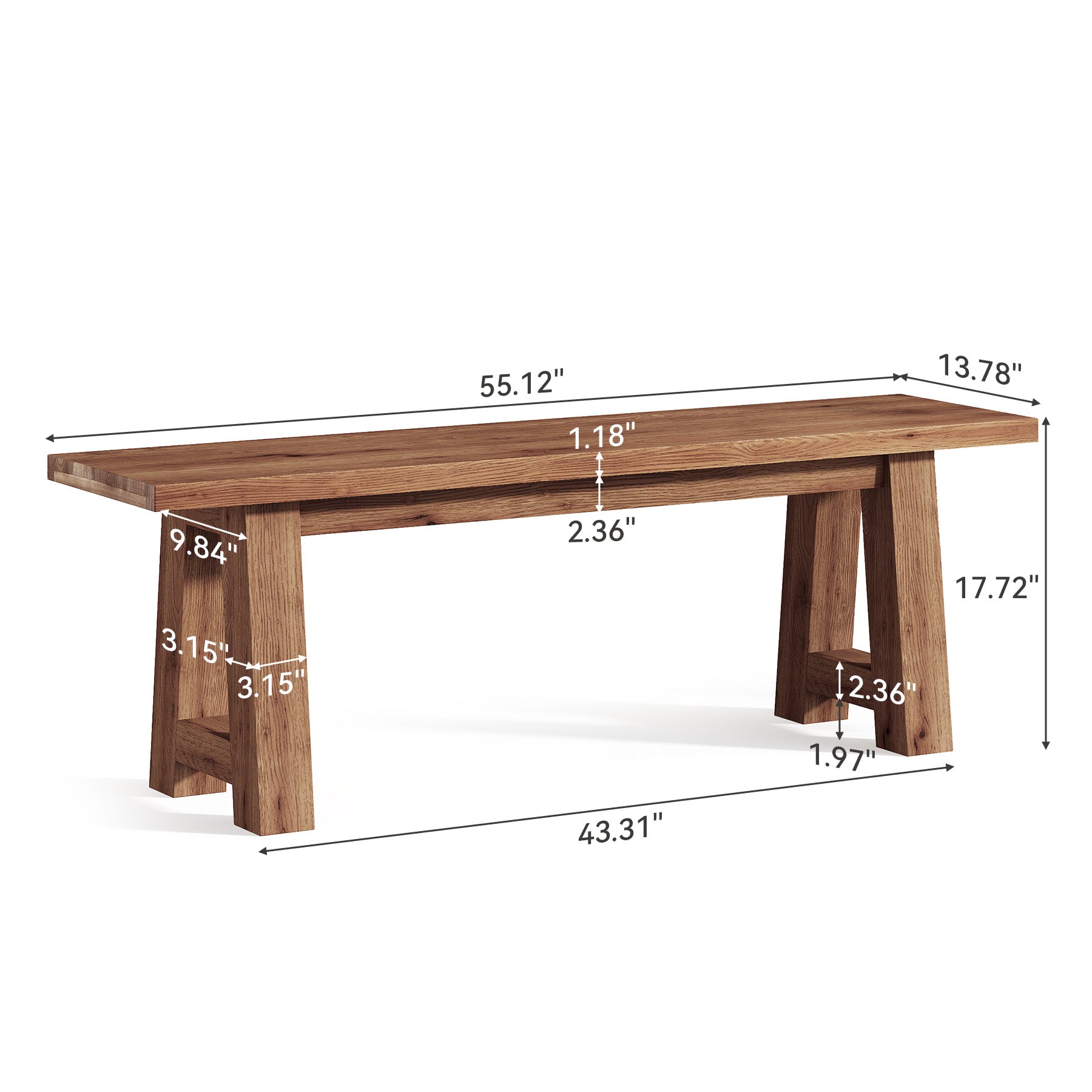 Tribesigns Panca in legno massello lunga 140 cm, Panca da ingresso in stile rustico in legno naturale